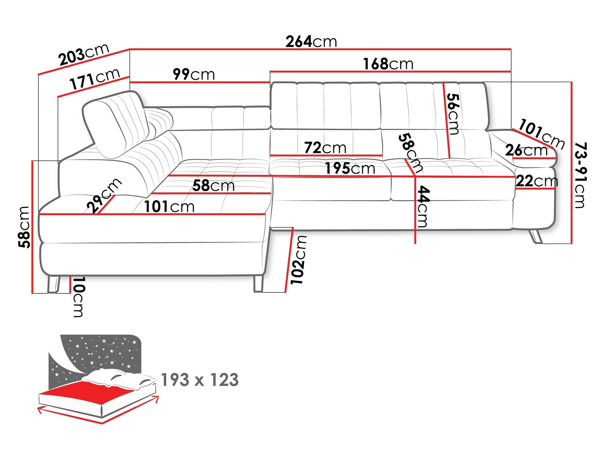 Sofá de canto Comfivo 207 (Fresh 37)