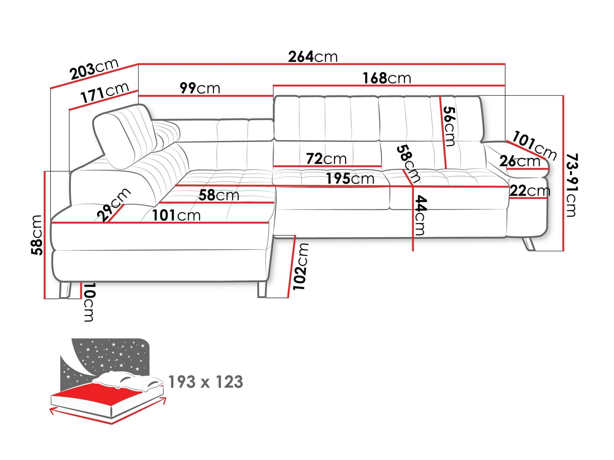 Sofá de canto Comfivo Agnus (Fresh 11)