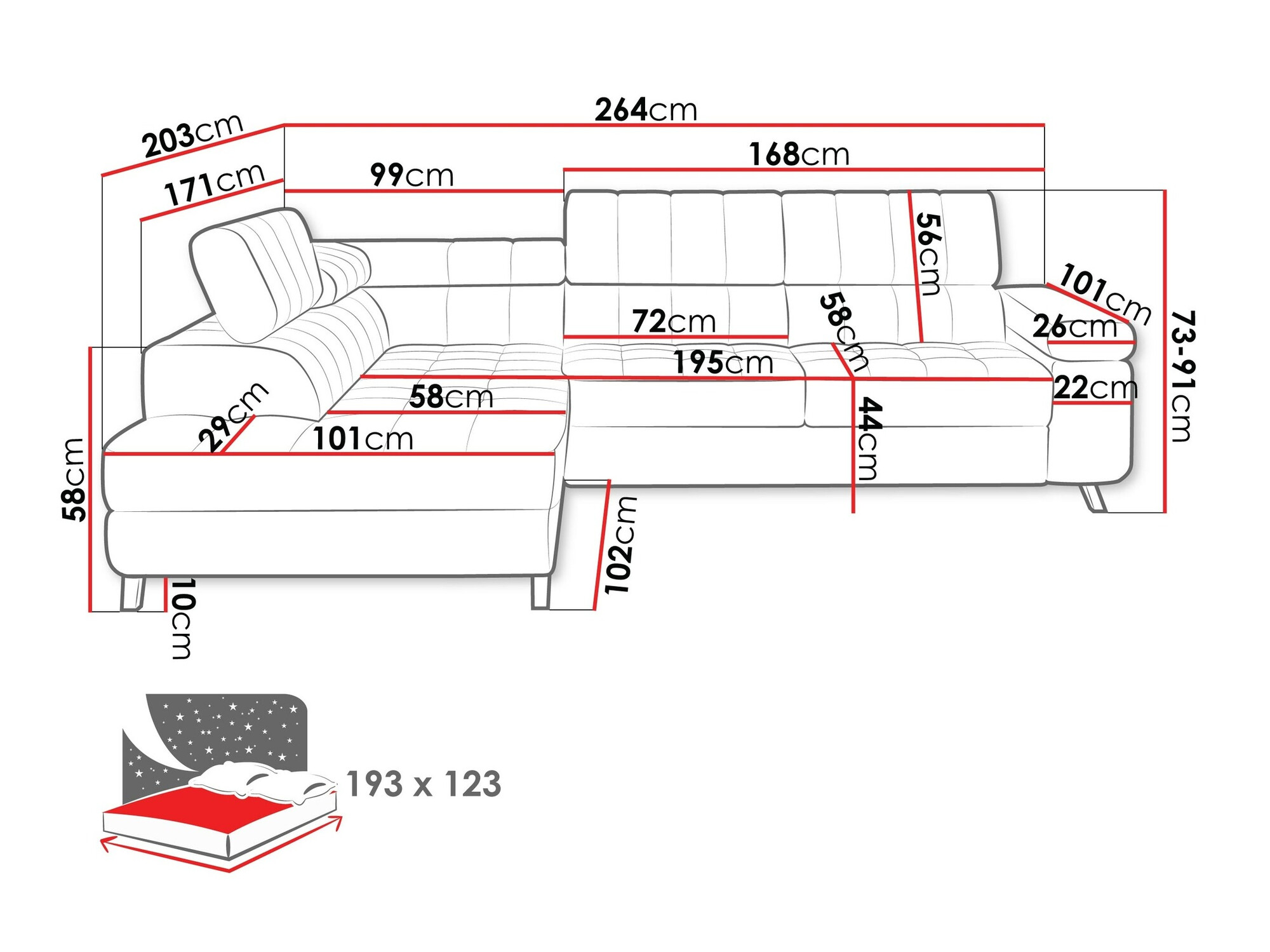 Sofá de canto Comfivo Agnus (Fresh 11)