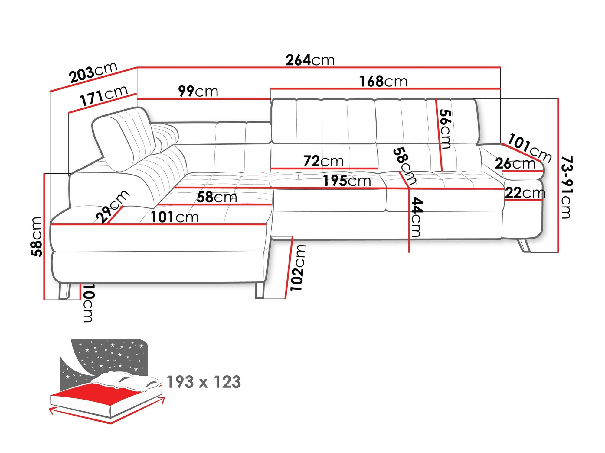 Sofá de canto Comfivo Agnus (Fresh 13)