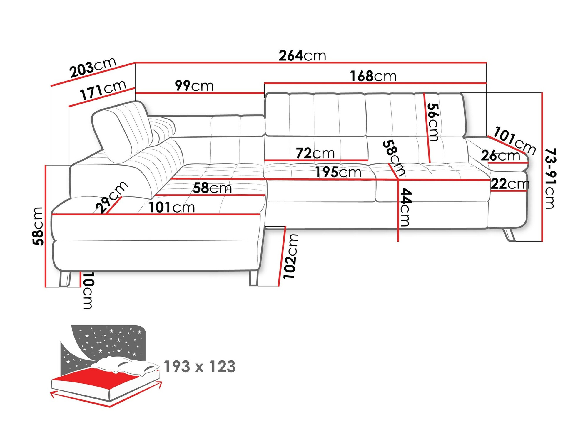 Sofá de canto Comfivo Agnus (Fresh 13)