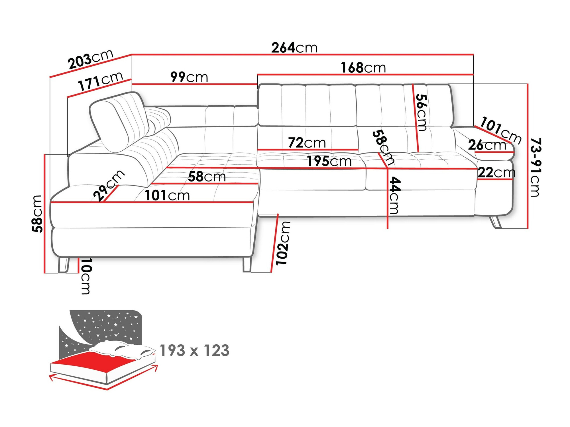 Sofá de canto Comfivo Agnus (Magic Velvet 2227)