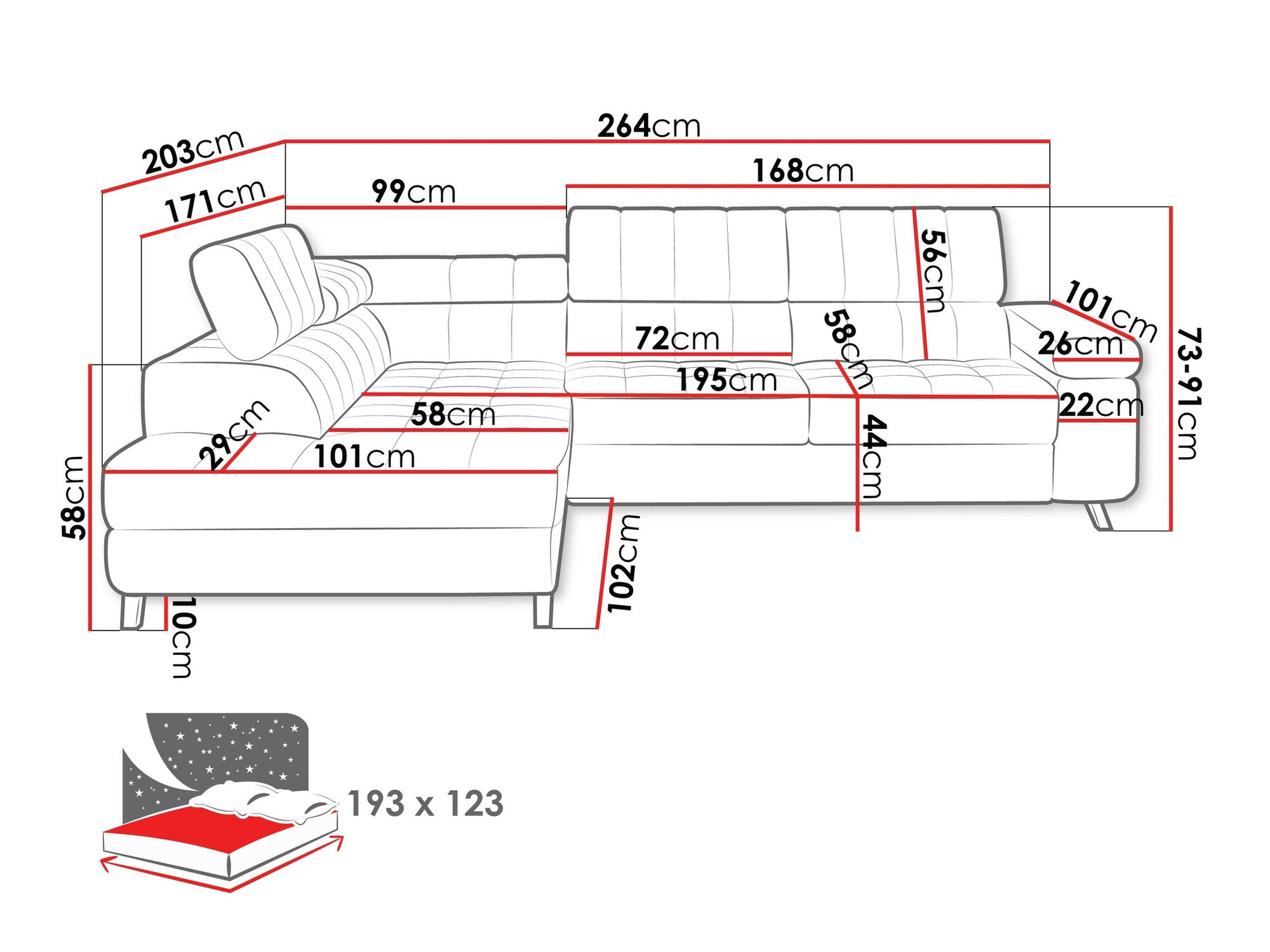 Sofá de canto Comfivo Agnus (Magic Velvet 2227)