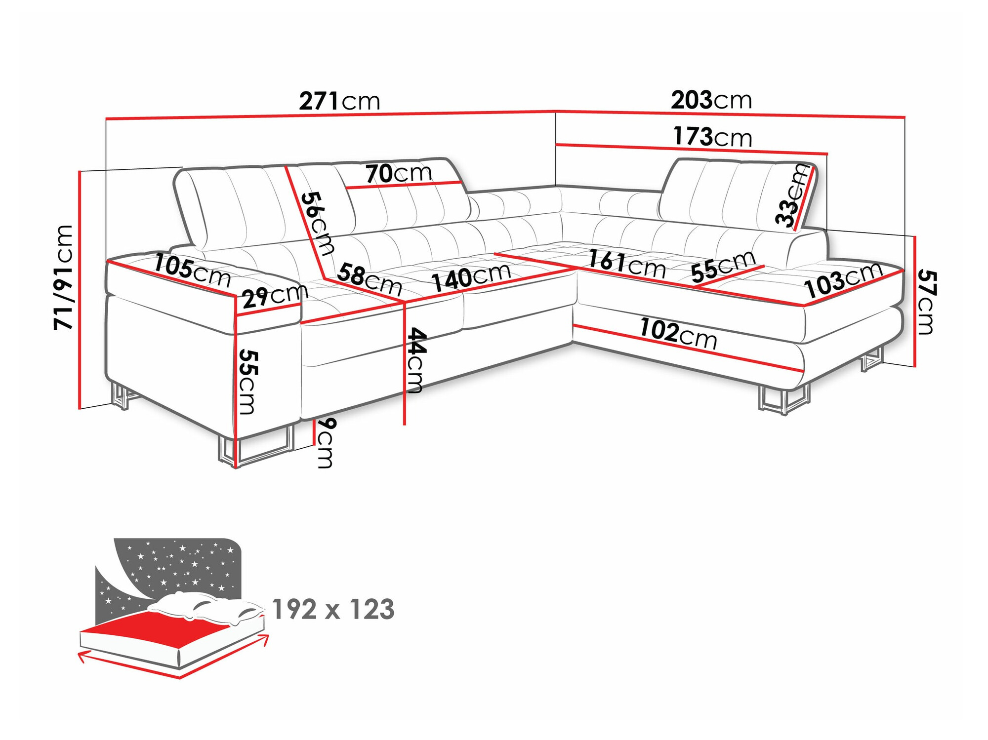Sofá de canto Comfivo 232 (Clara 215.02)