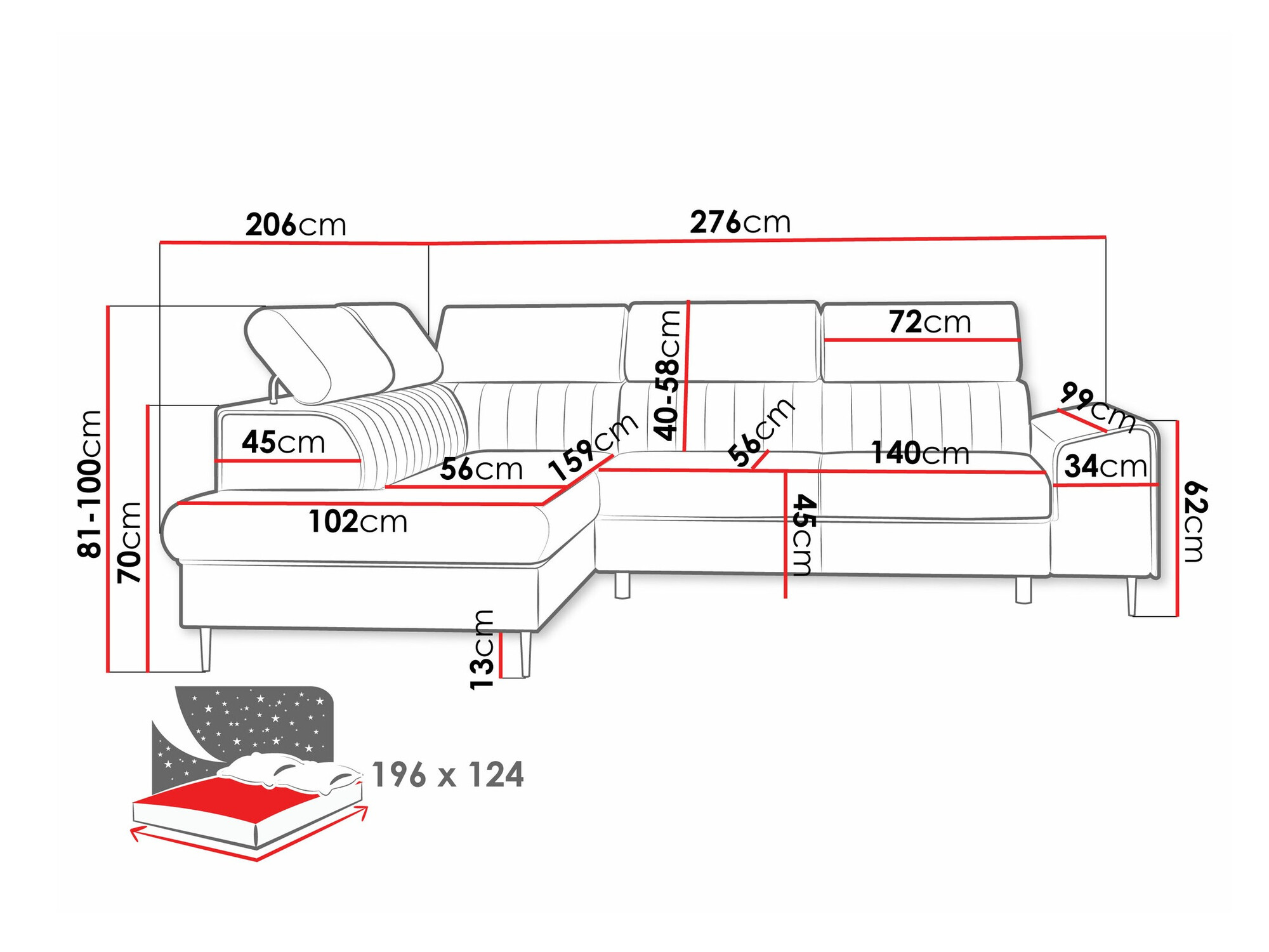 Sofá de canto Comfivo 446 (Coral 45)