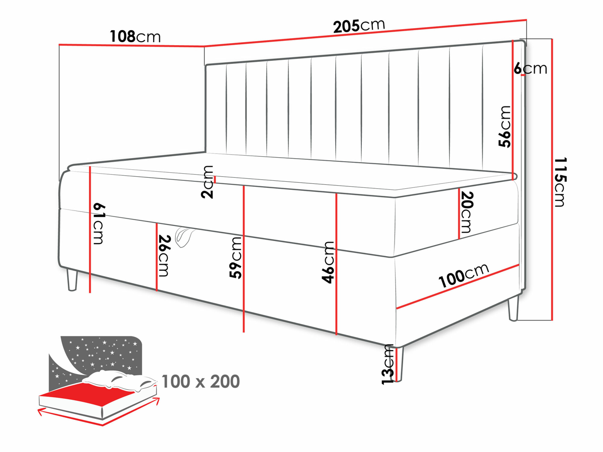 Cama continental Baltimore 165 (Soft 017 + Fresh 4)
