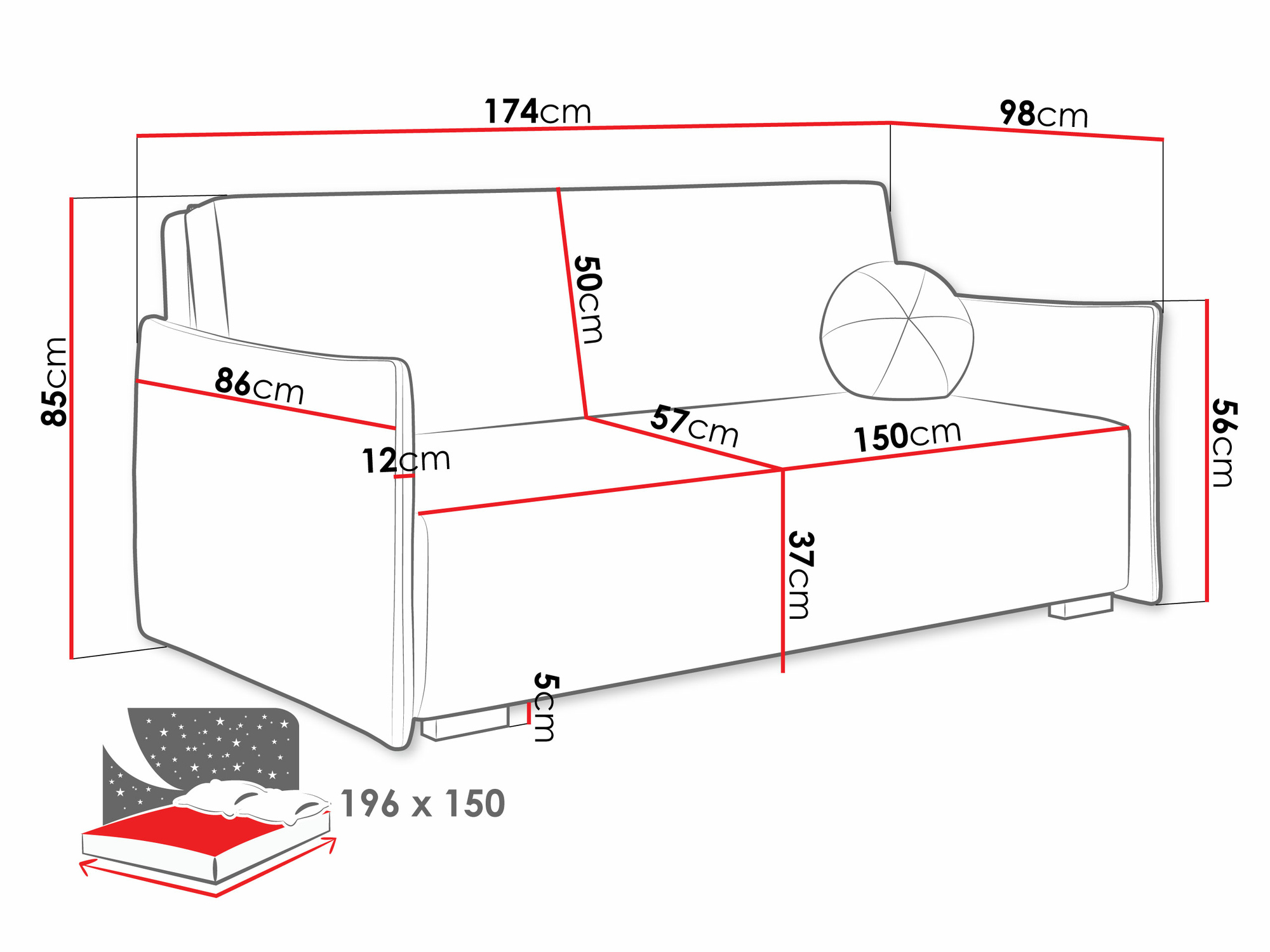 Sofá cama Columbus 219 (Stark 374)
