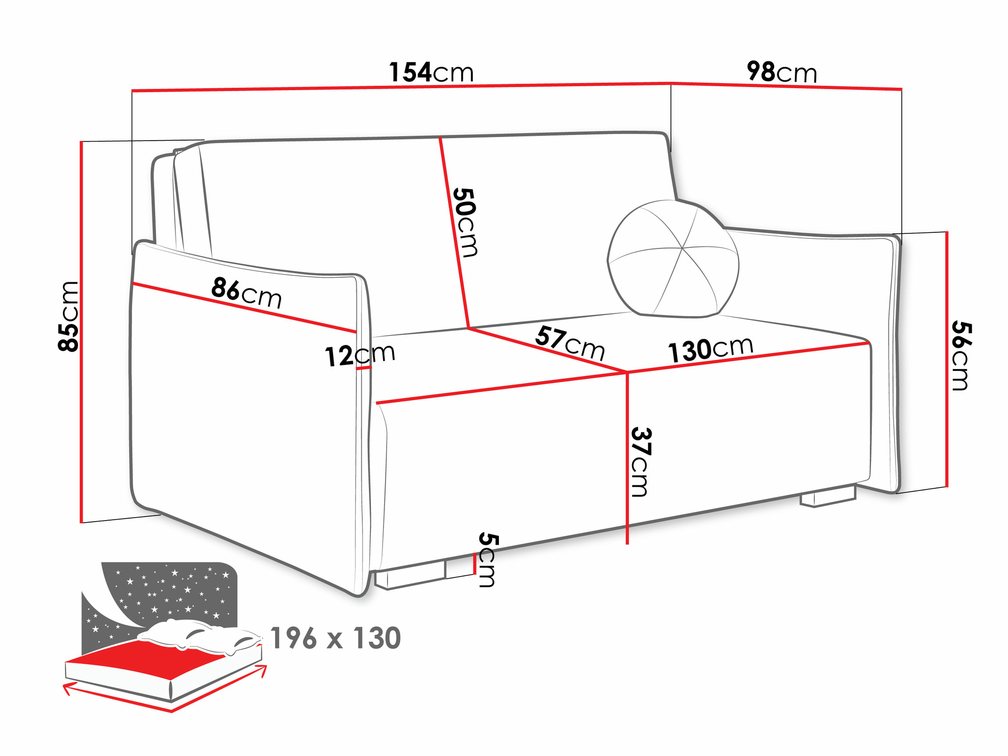 Sofá cama Columbus 220 (Stark 372)