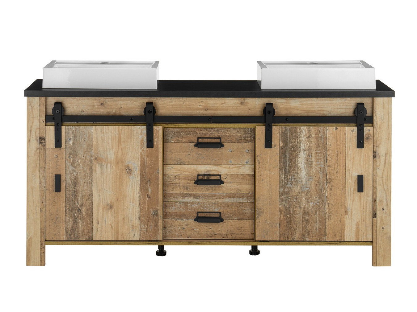 Armário de casa de banho de chão para lavatório Cirtale 134 (Árvore envelhecida + Antracite)