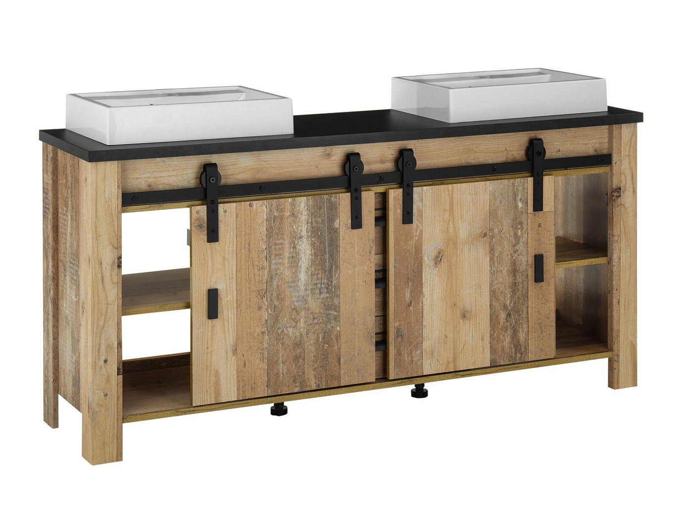 Armário de casa de banho de chão para lavatório Cirtale 134 (Árvore envelhecida + Antracite)