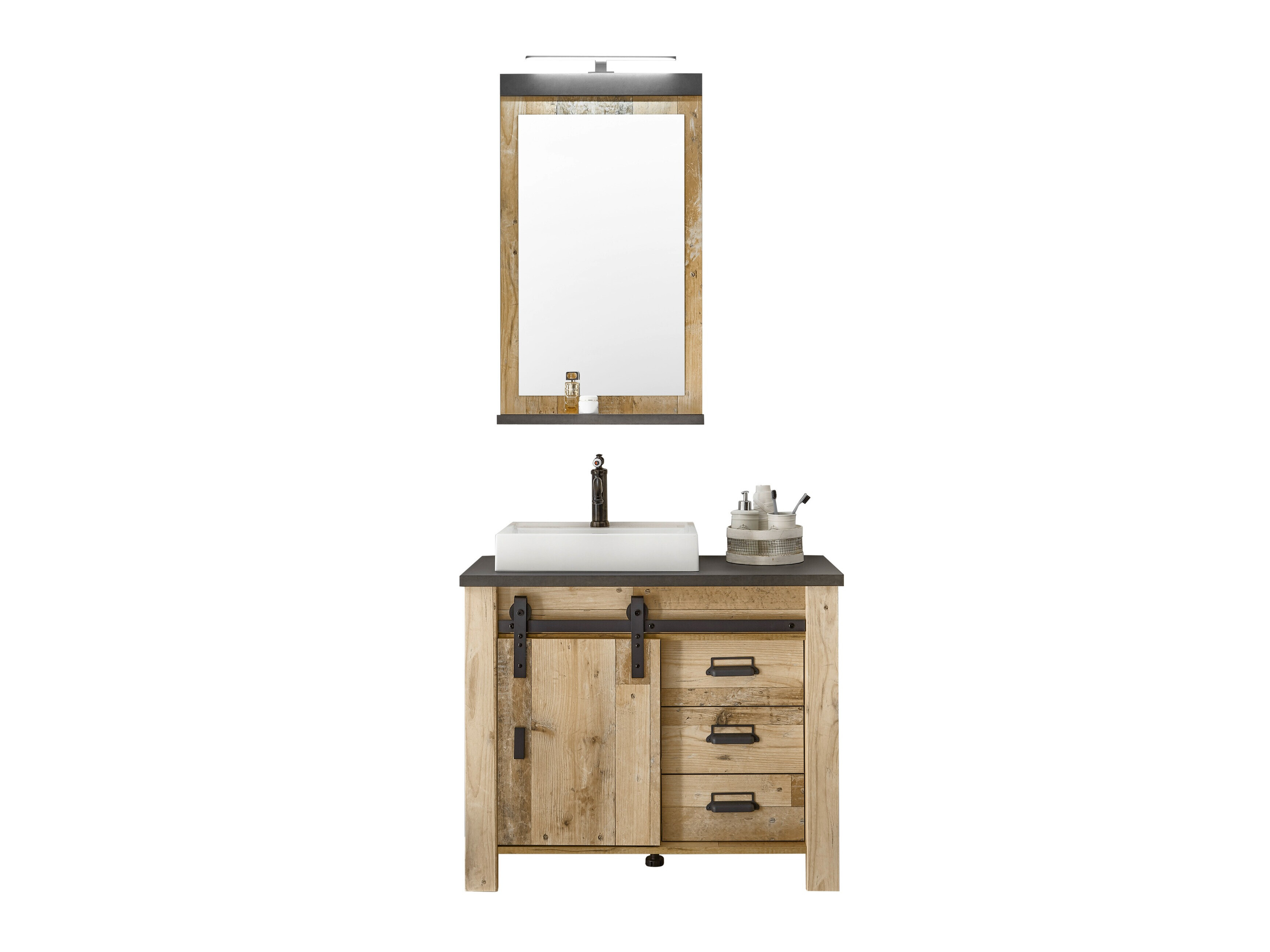 Conjunto para casa de banho Cirtale 136 (Árvore envelhecida + Antracite)