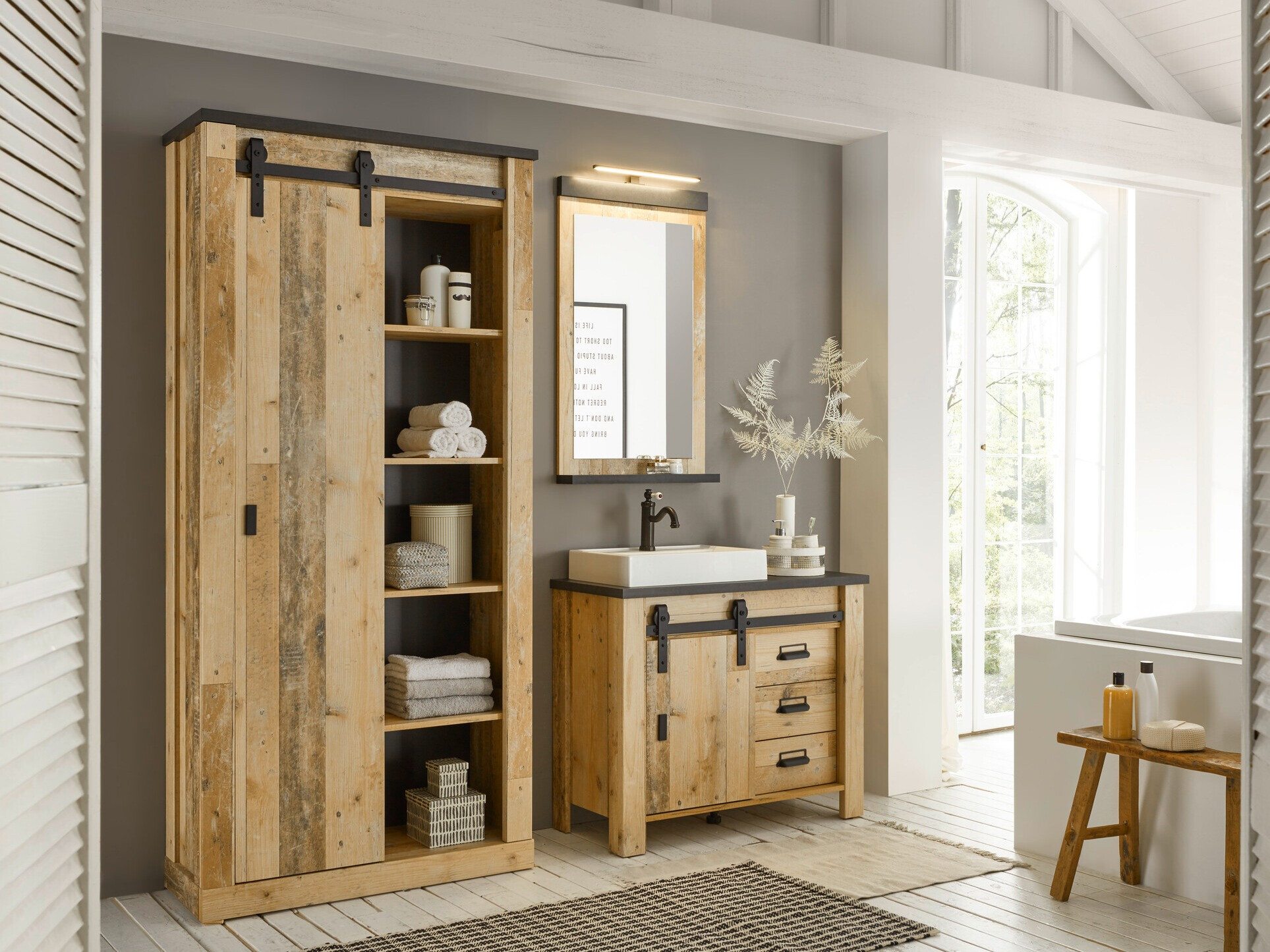 Conjunto para casa de banho Cirtale 139 (Árvore envelhecida + Antracite)