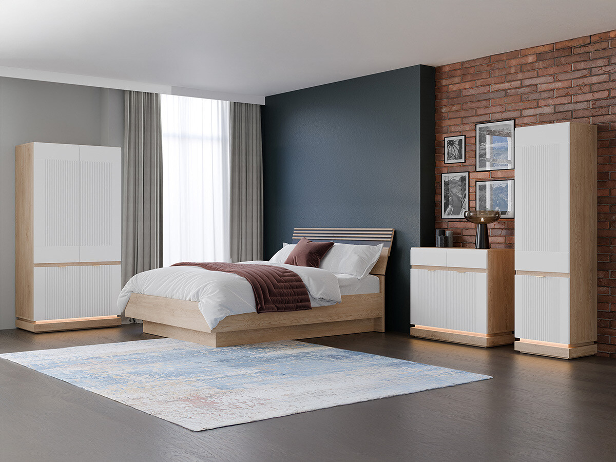 Conjunto para quarto Teselbu 117 (Branco + Carvalho)