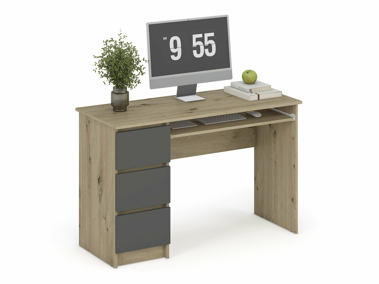 Mesa de escritório Houston 1949 (Grafite + Carvalho Artisan)