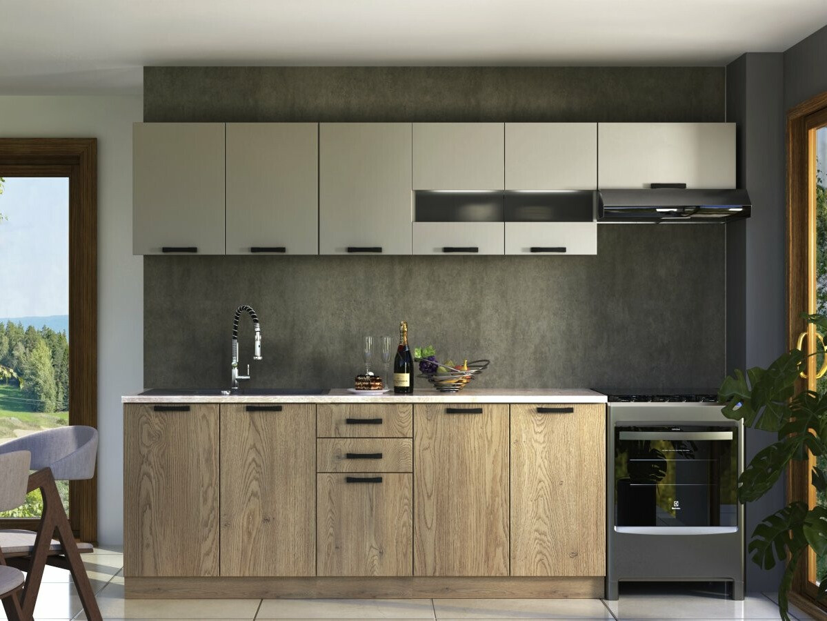 Conjunto para cozinha Houston 1182 (Caxemira + Carvalho)