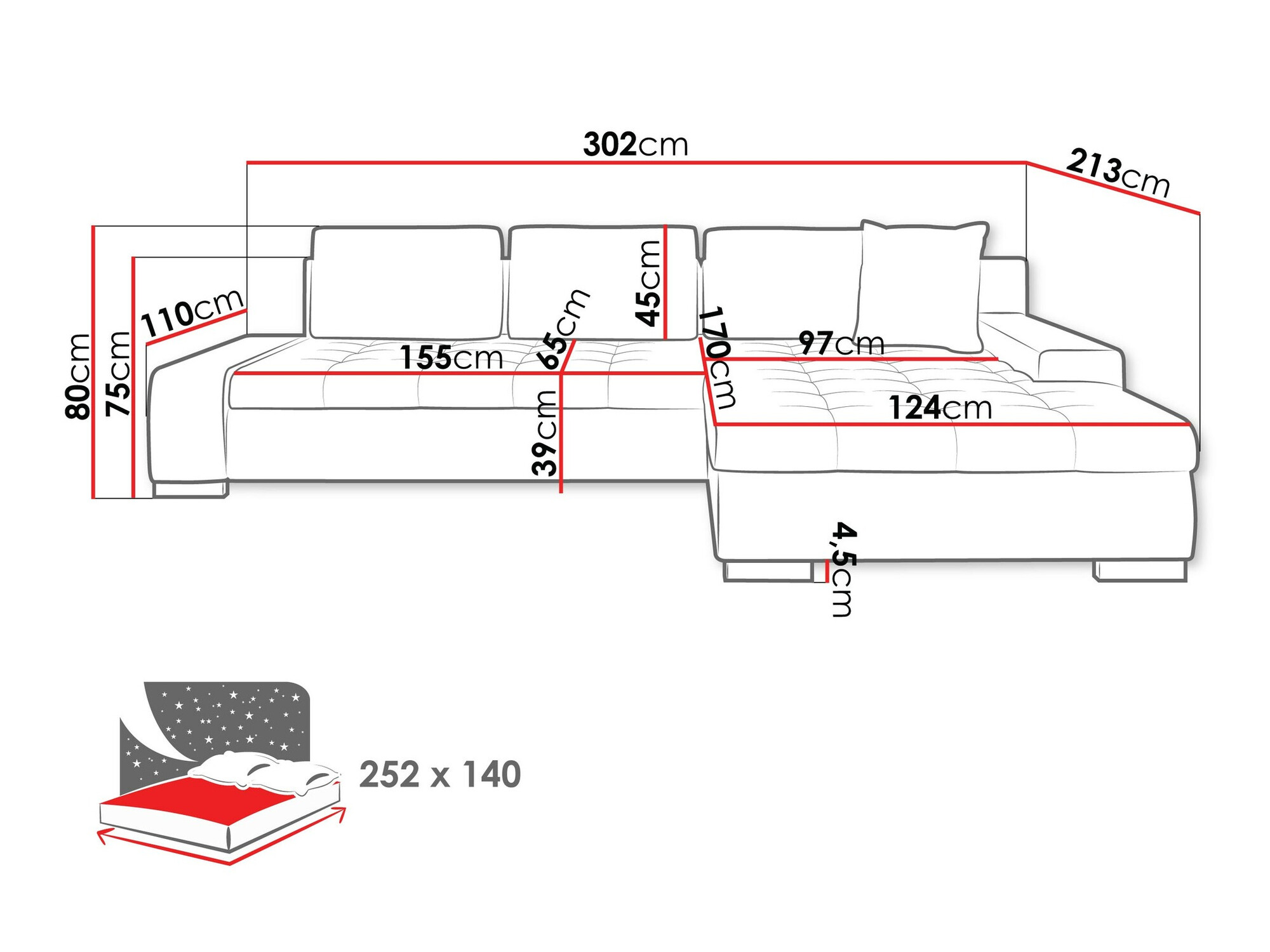 Sofá de canto Comfivo Nitor II (Clara 215.02)