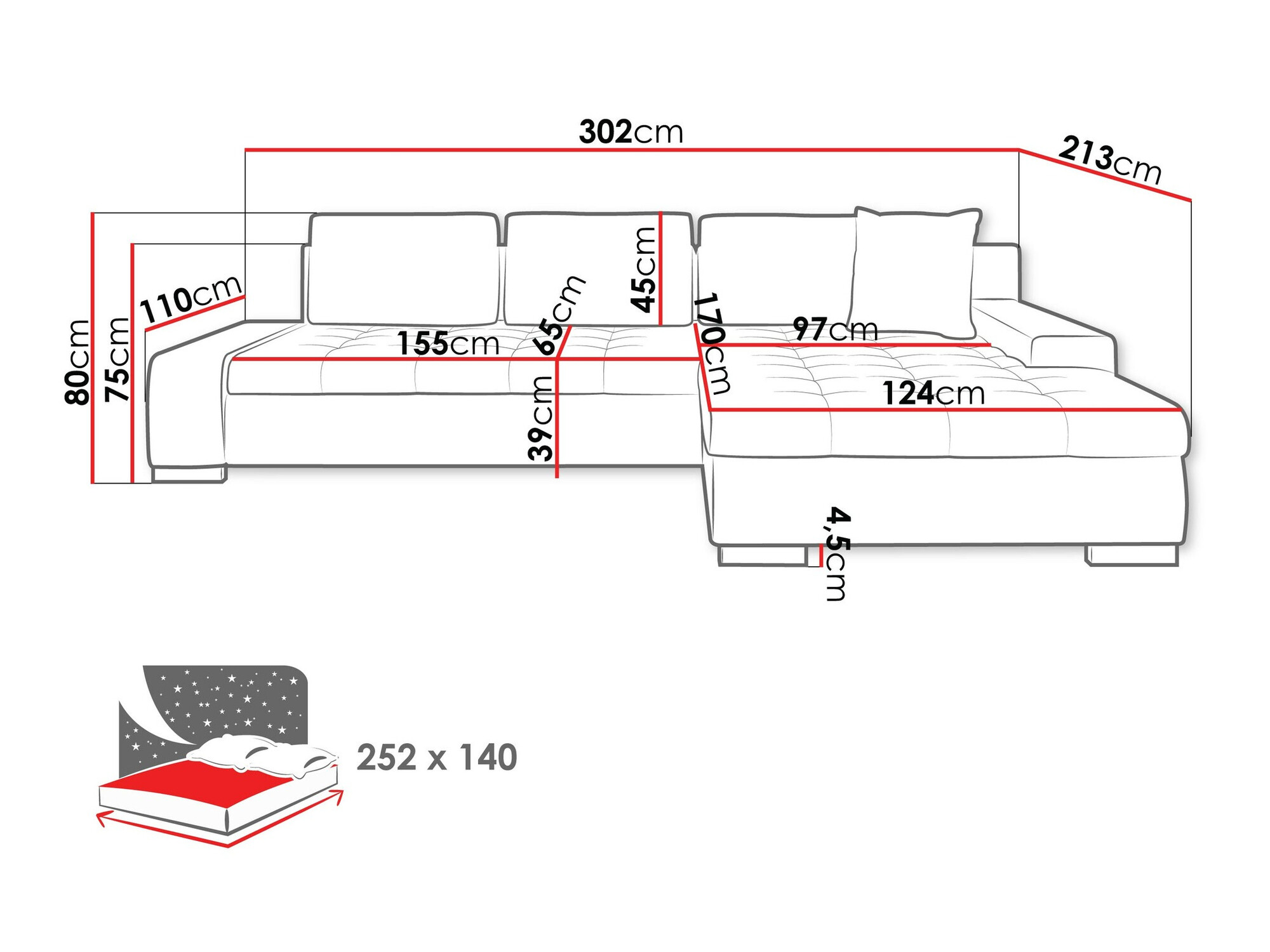 Sofá de canto Comfivo Nitor II (Coral 45)