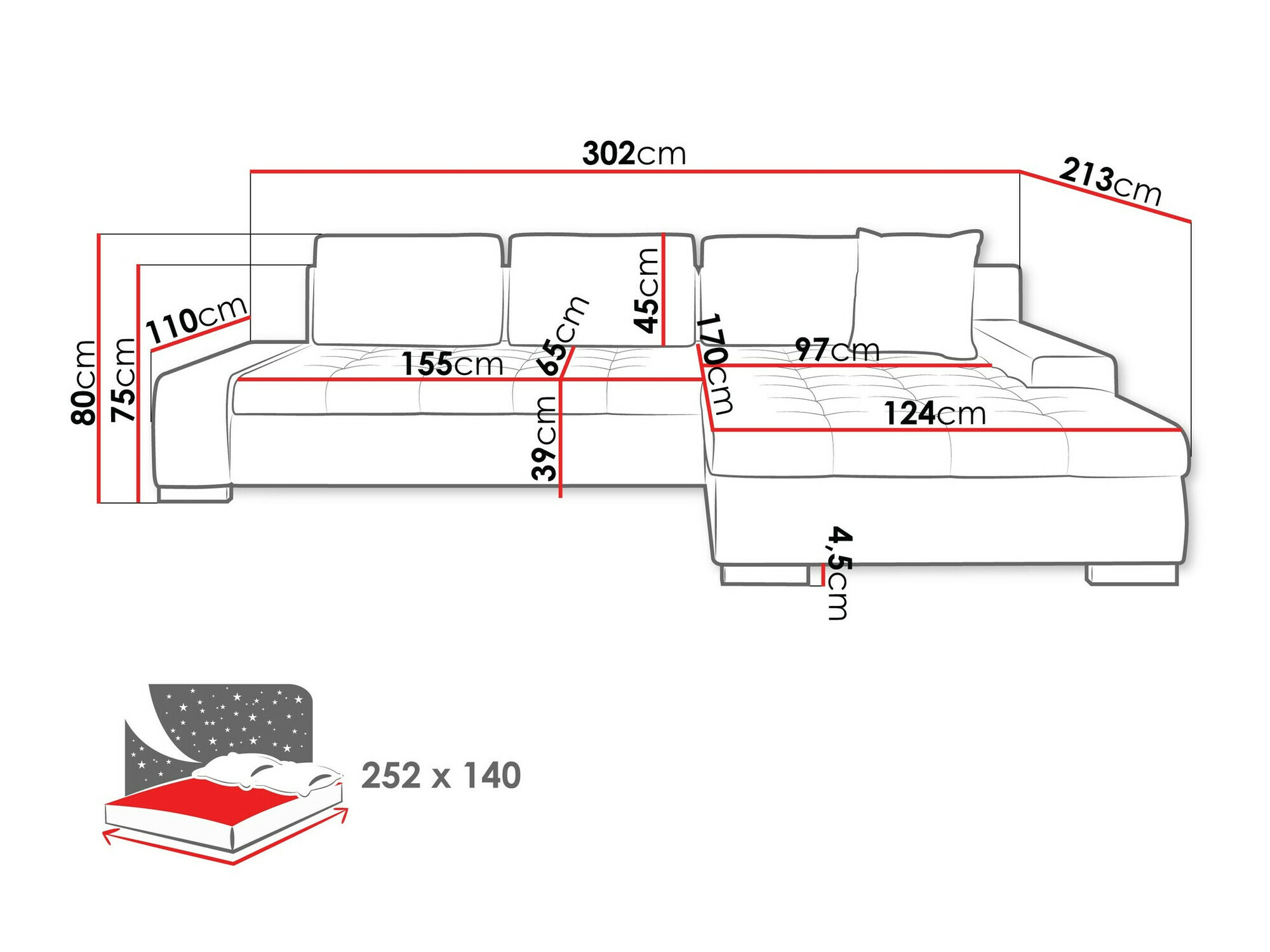 Sofá de canto Comfivo Nitor II (Coral 70)