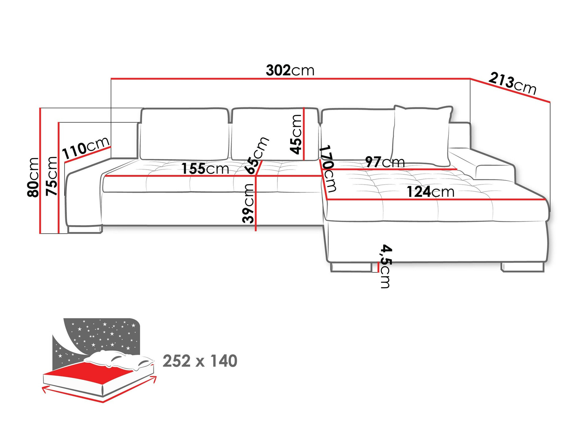 Sofá de canto Comfivo Nitor II (Wave 05)