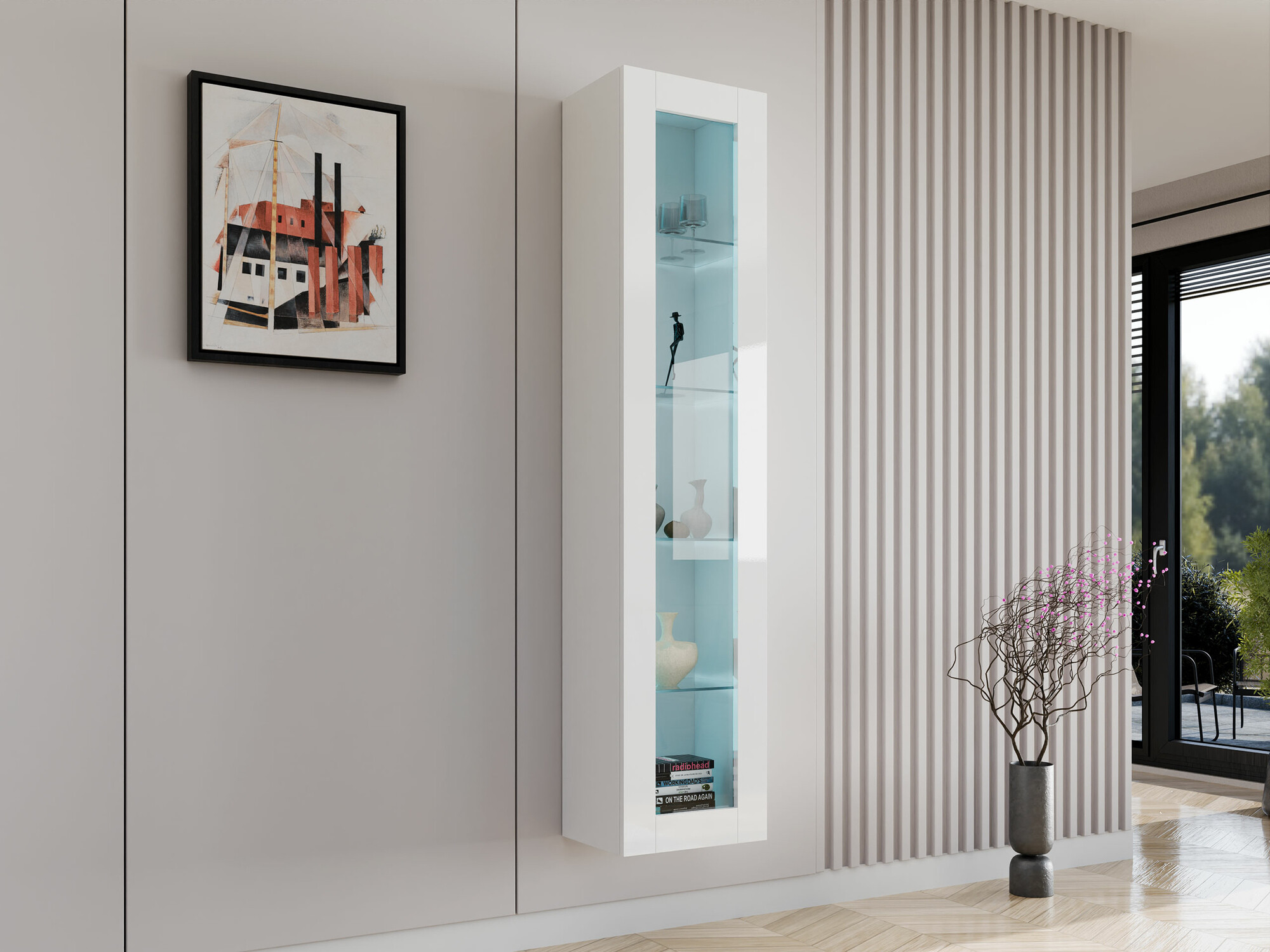 Estante de parede Venenou 129 (Branco + Branco brilhante)