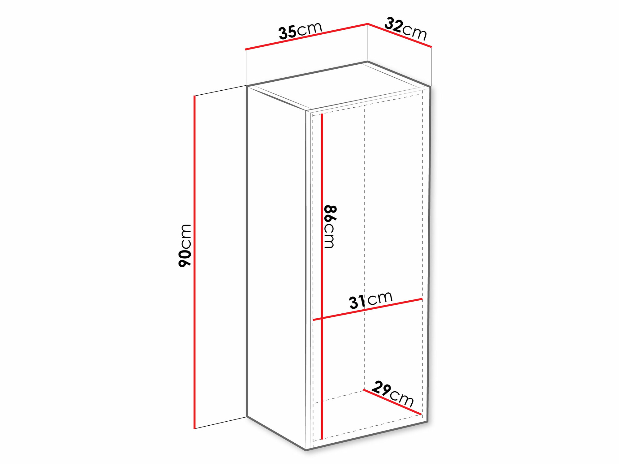 Armário suspenso Venenou 131 (Branco + Branco brilhante)