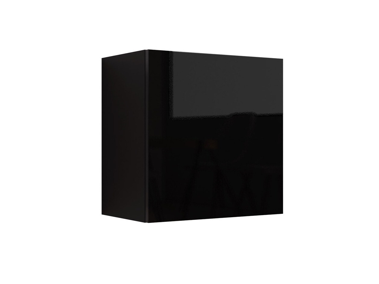 Armário suspenso Vilrin I (Preto + Preto brilhante)