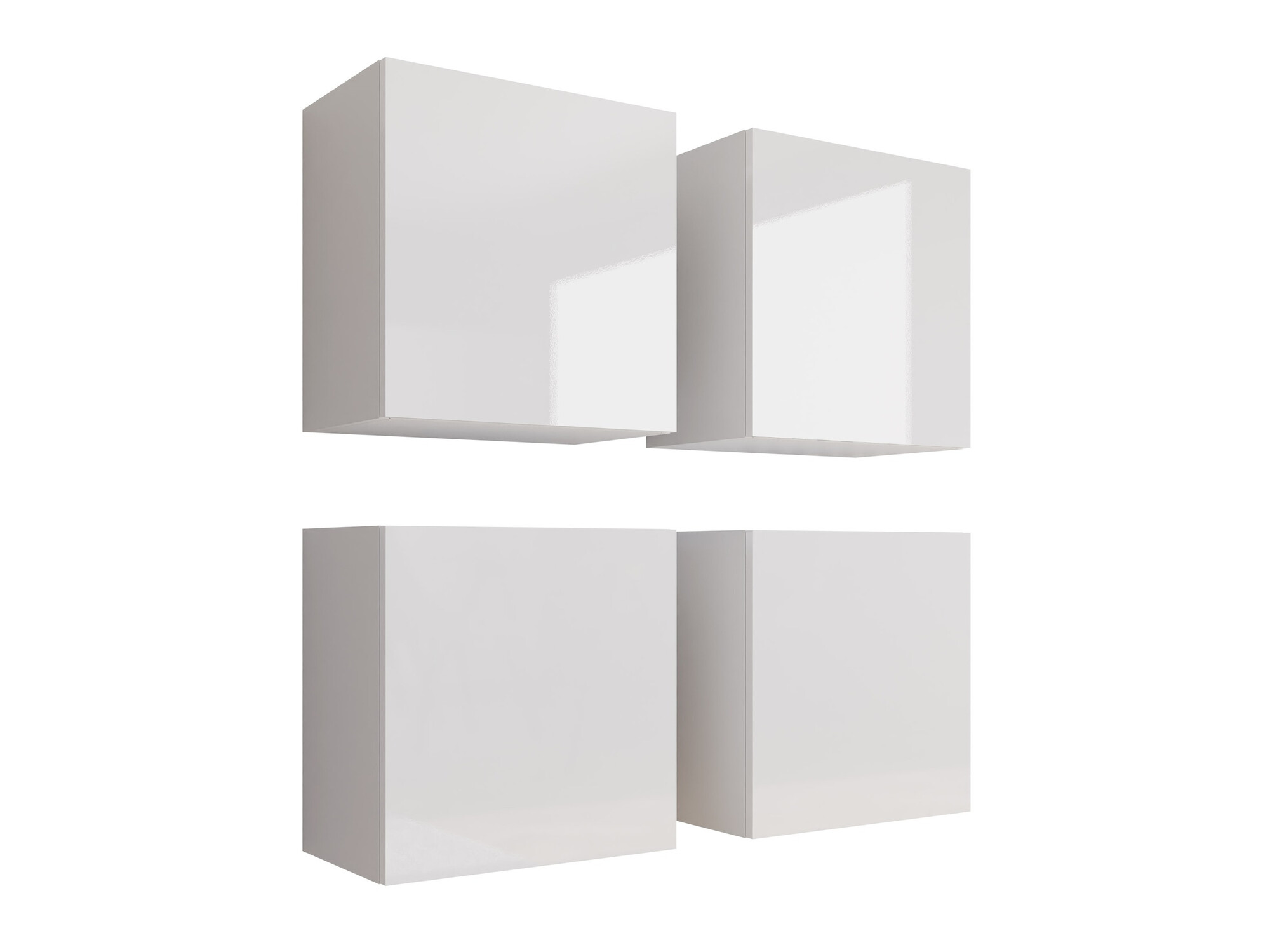 Conjunto de armários Vilrin (Branco + Branco brilhante)