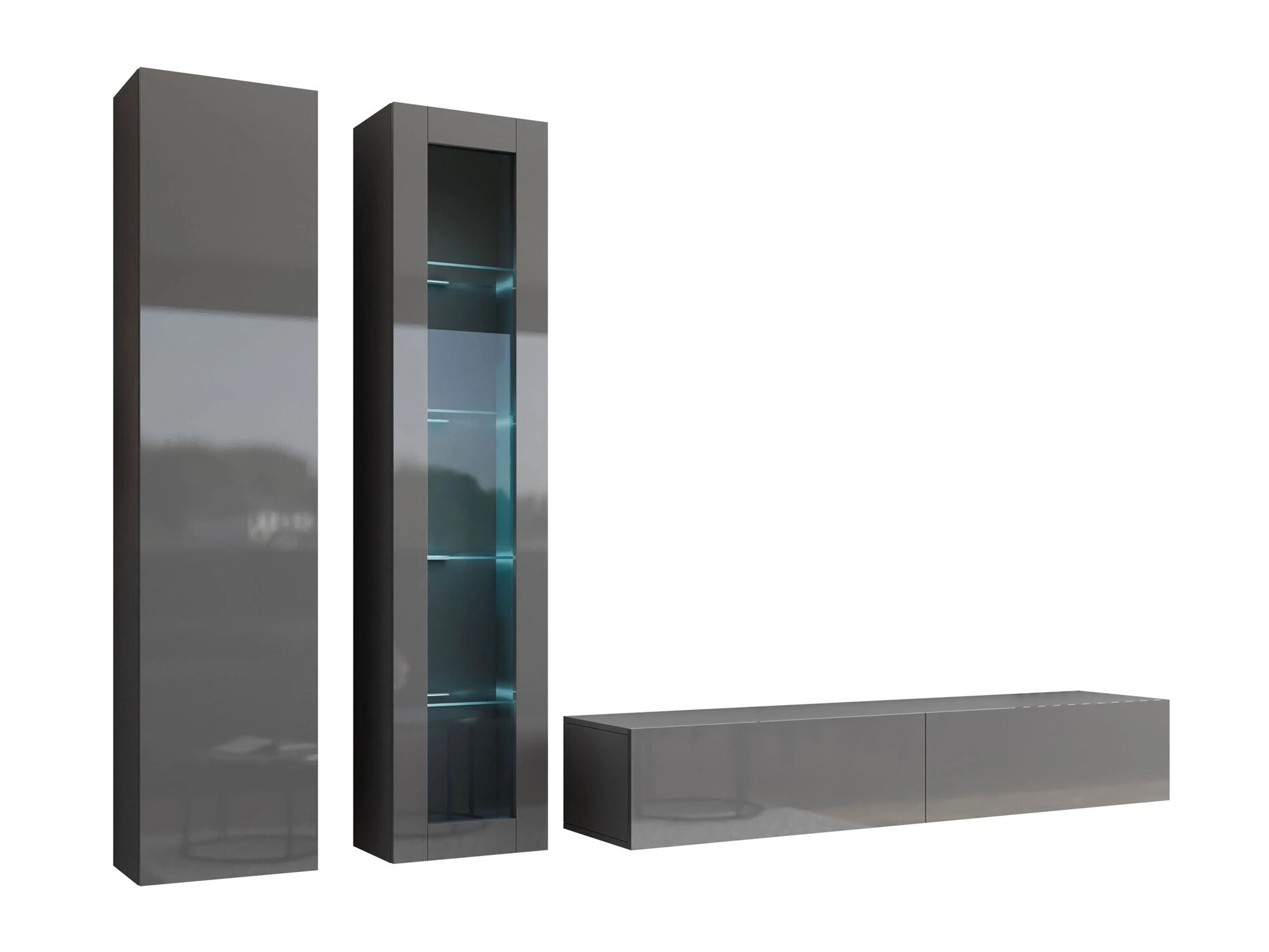 Conjunto para sala de estar Venenou 102 (Cinzento + Cinzento brilhante)