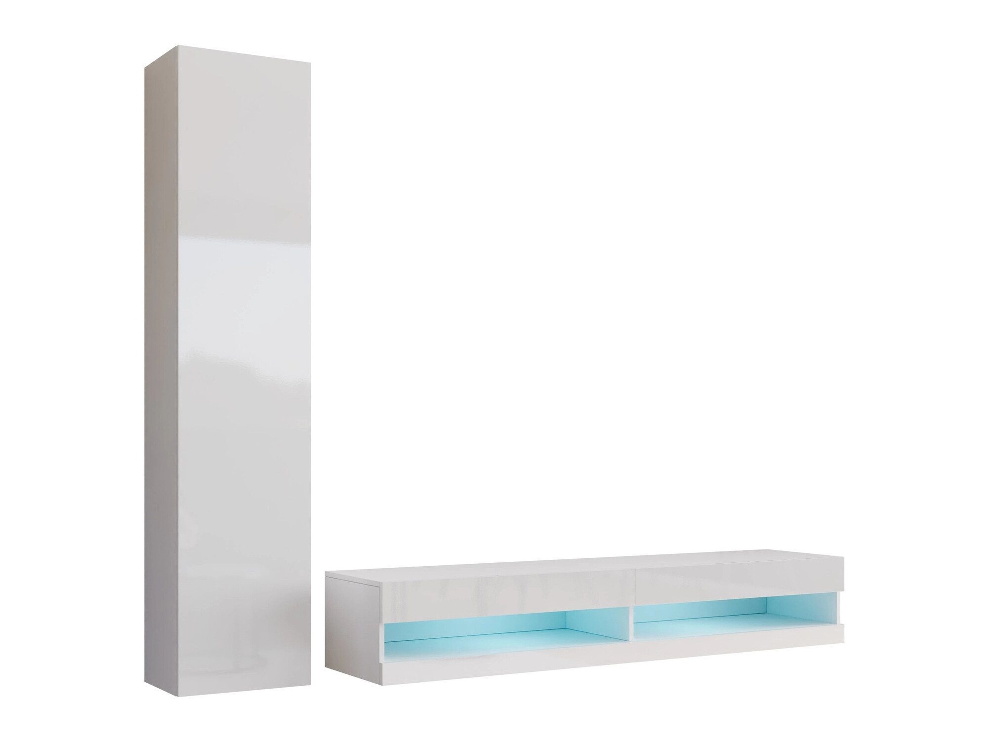 Conjunto para sala de estar Venenou 114 (Branco + Branco brilhante)