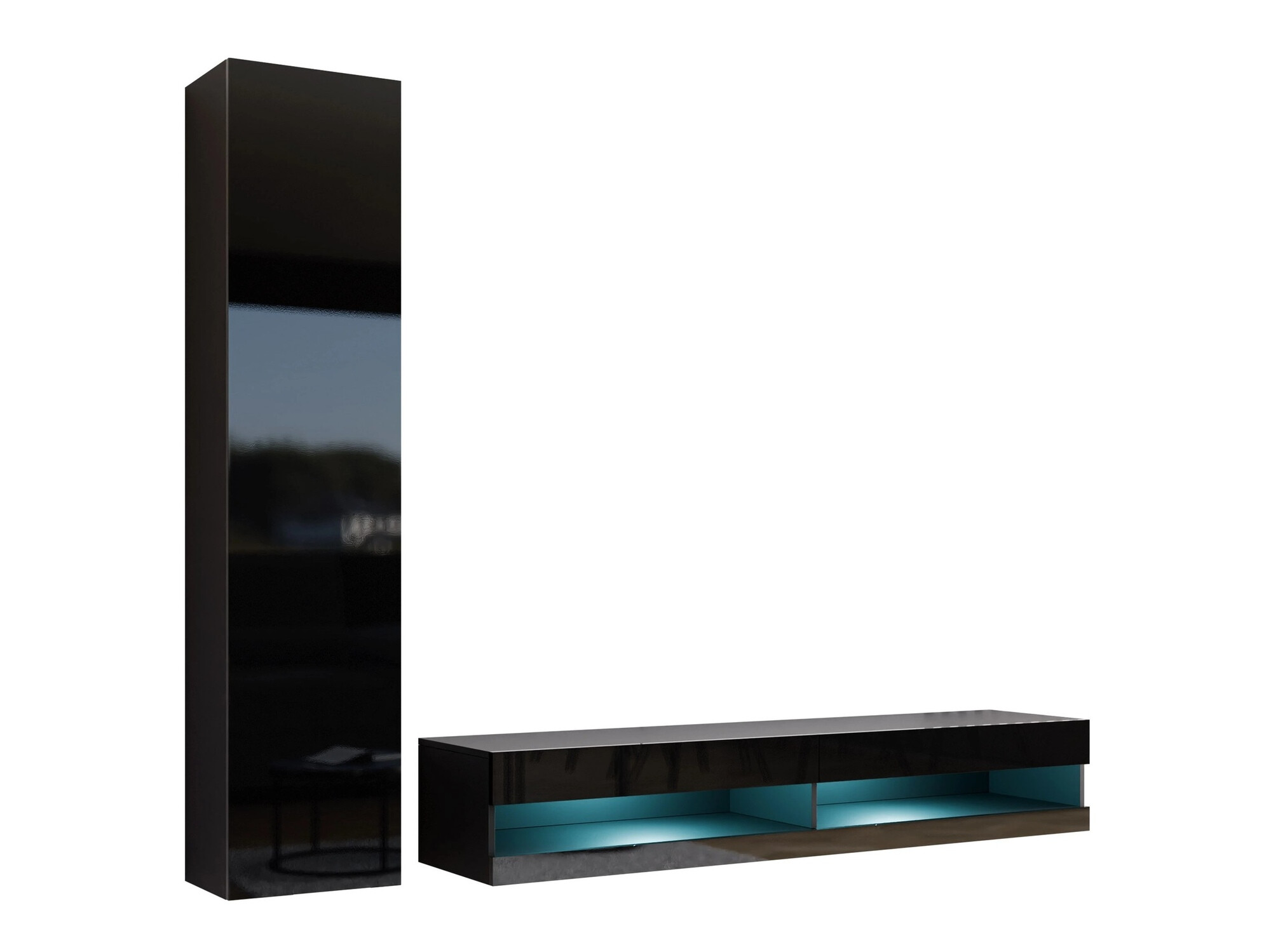 Conjunto para sala de estar Venenou 114 (Preto + Preto brilhante)