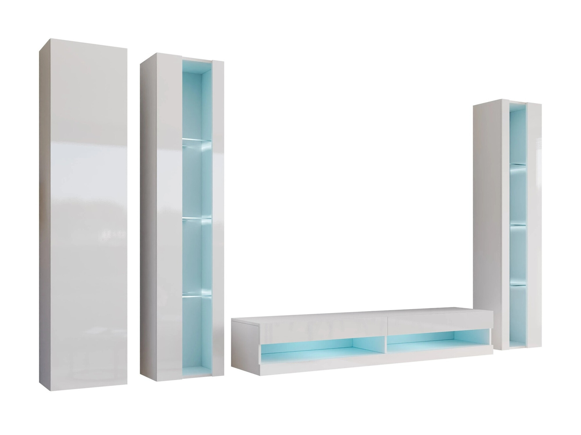 Conjunto para sala de estar Venenou 116 (Branco + Branco brilhante)