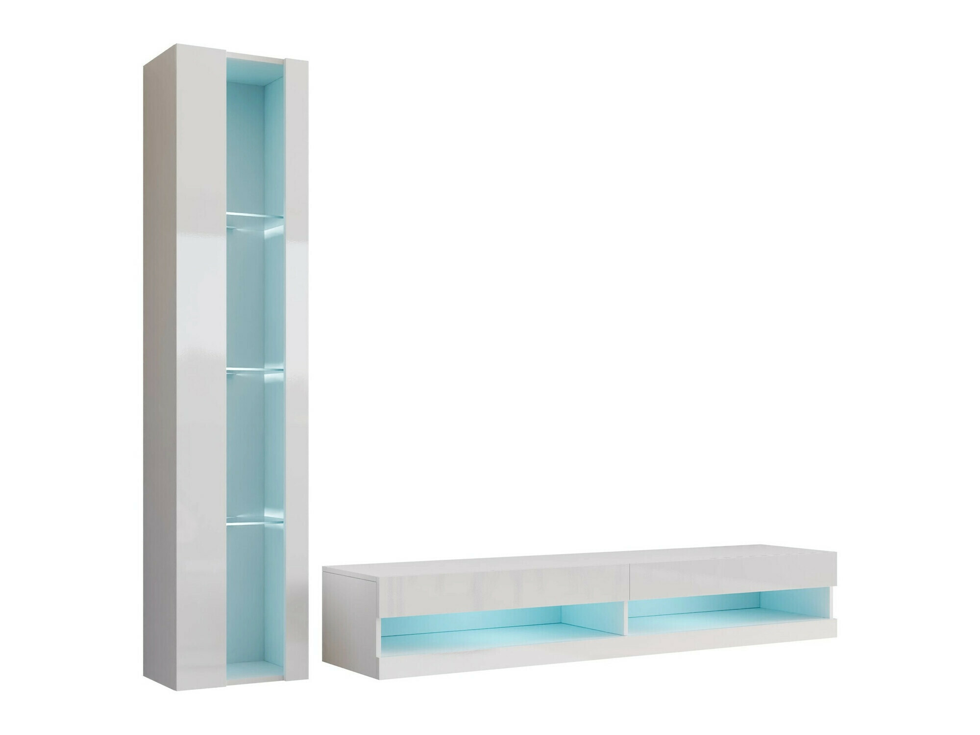 Conjunto para sala de estar Venenou 118 (Branco + Branco brilhante)