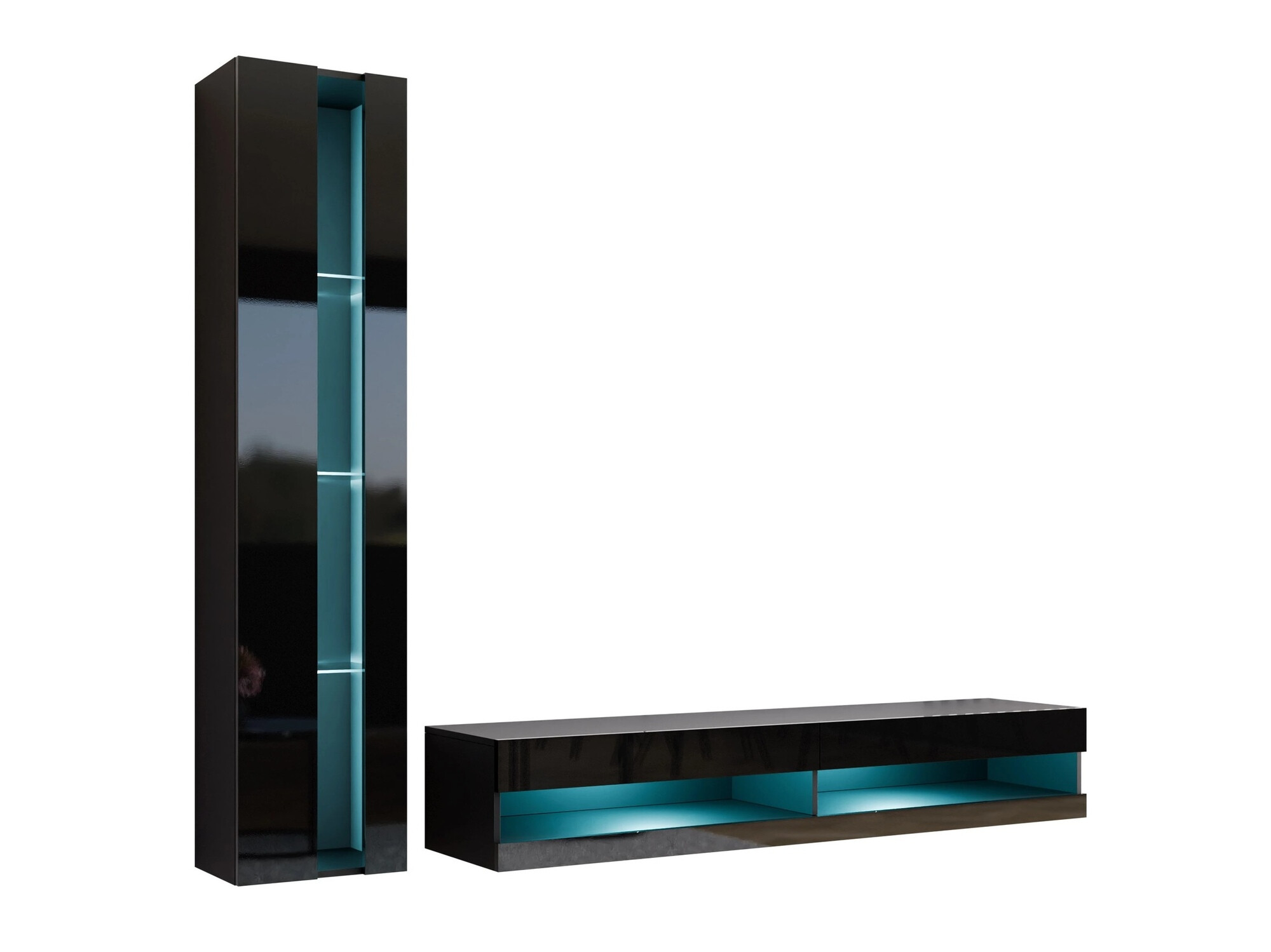 Conjunto para sala de estar Venenou 118 (Preto + Preto brilhante)