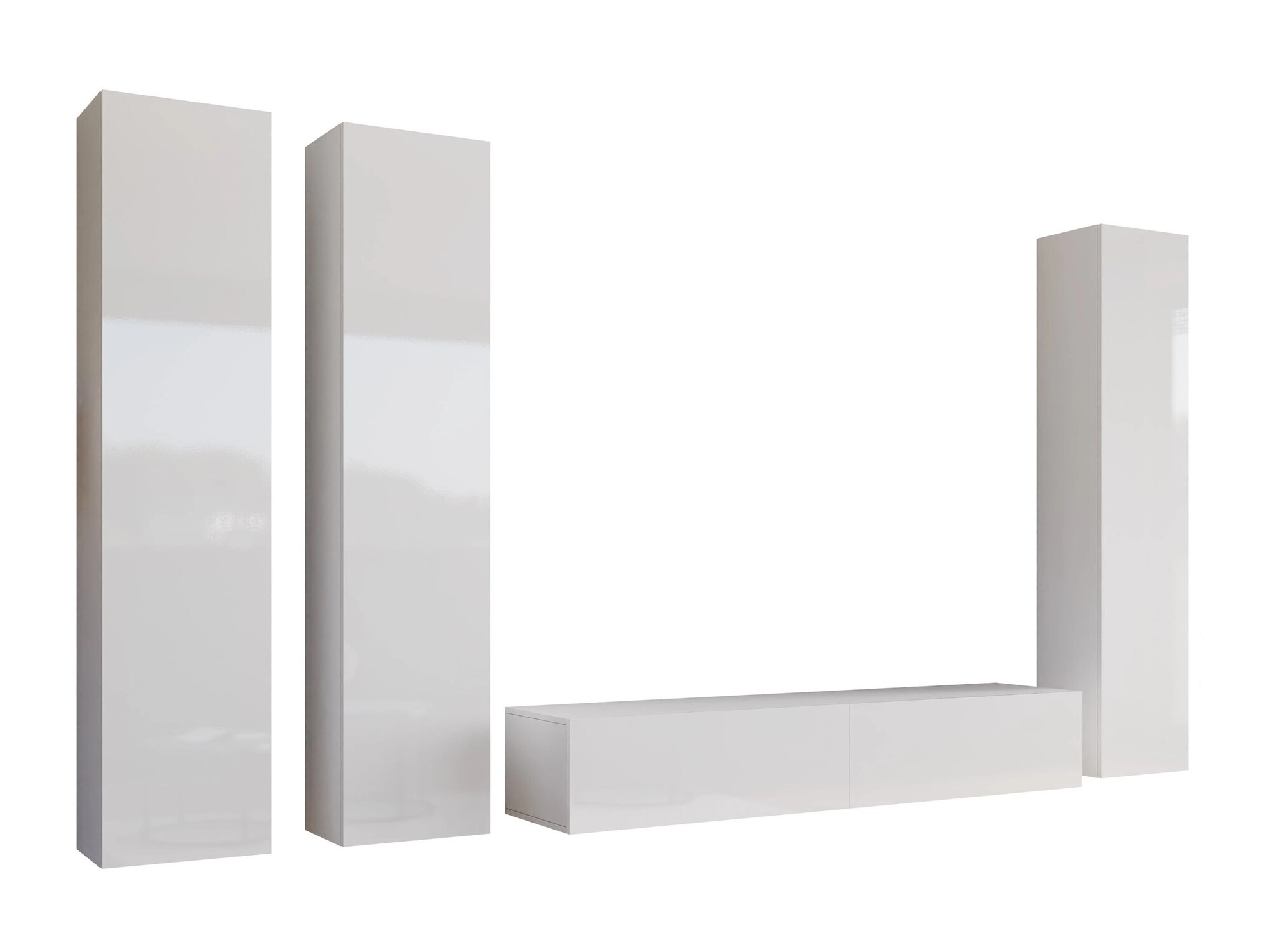 Conjunto para sala de estar Vilrin (Branco + Branco brilhante)