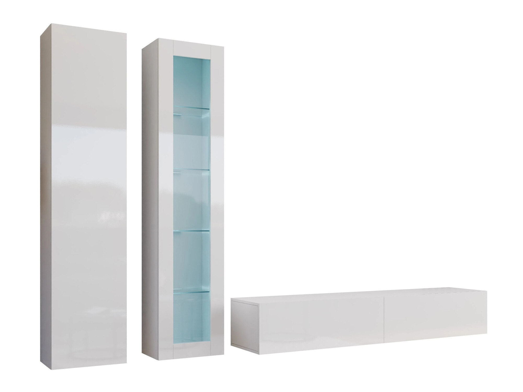 Conjunto para sala de estar Vilrin I (Branco + Branco brilhante)