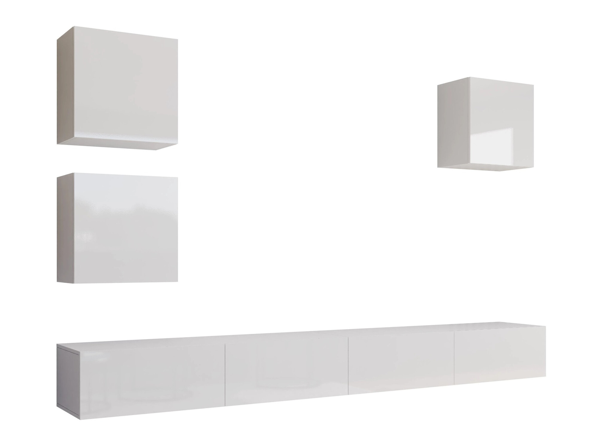 Conjunto para sala de estar Vilrin III (Branco + Branco brilhante)