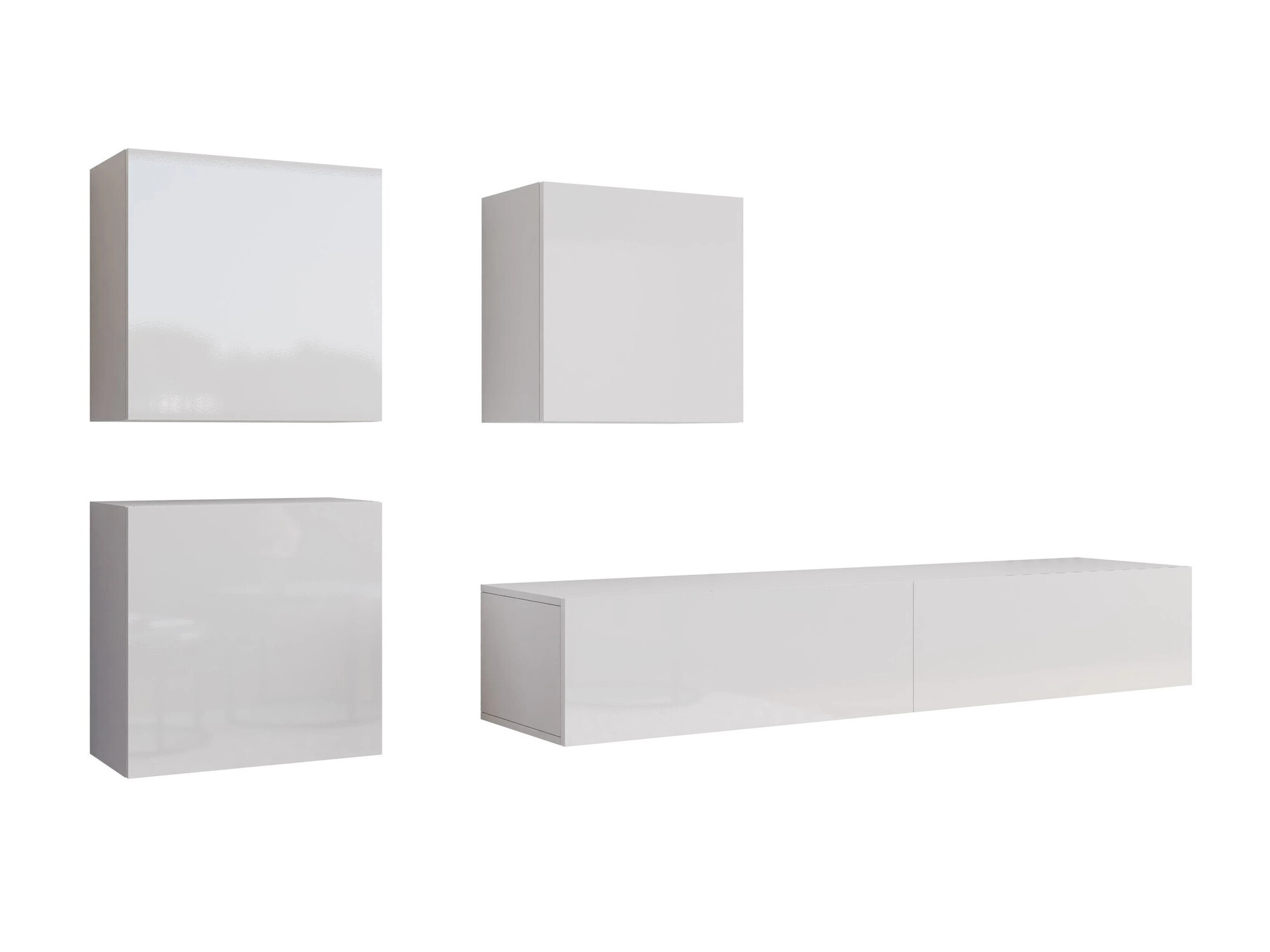 Conjunto para sala de estar Vilrin IV (Branco + Branco brilhante)