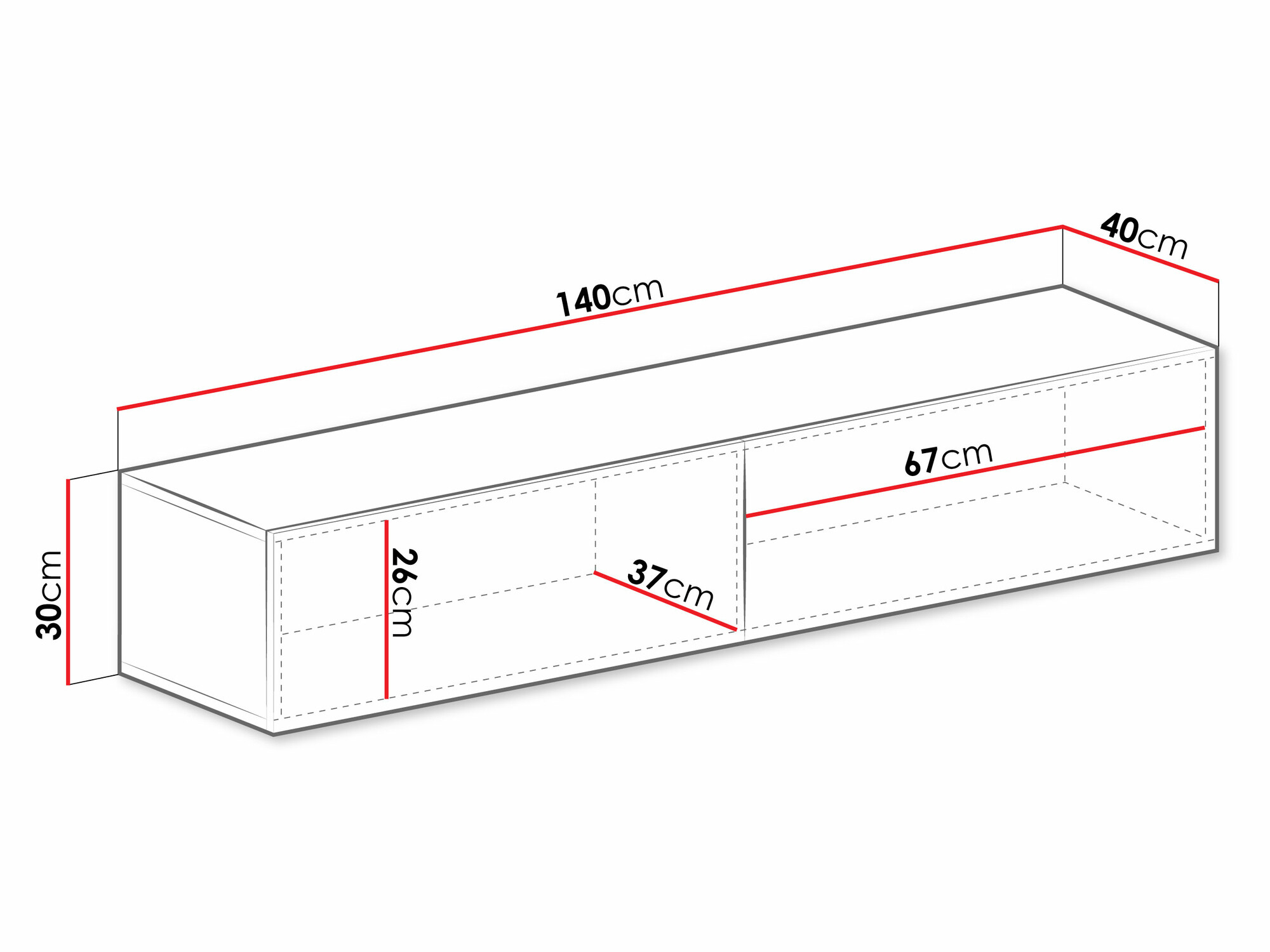 Móvel de TV Venenou 125 (Branco + Branco brilhante)