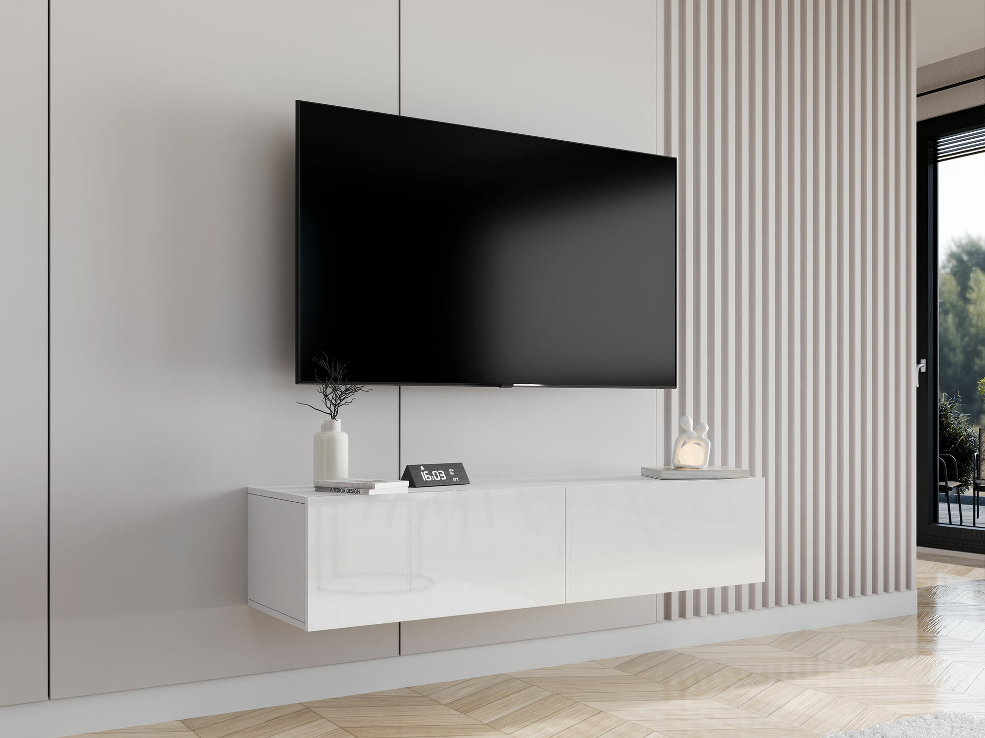 Móvel de TV Vilrin II (Branco + Branco brilhante)