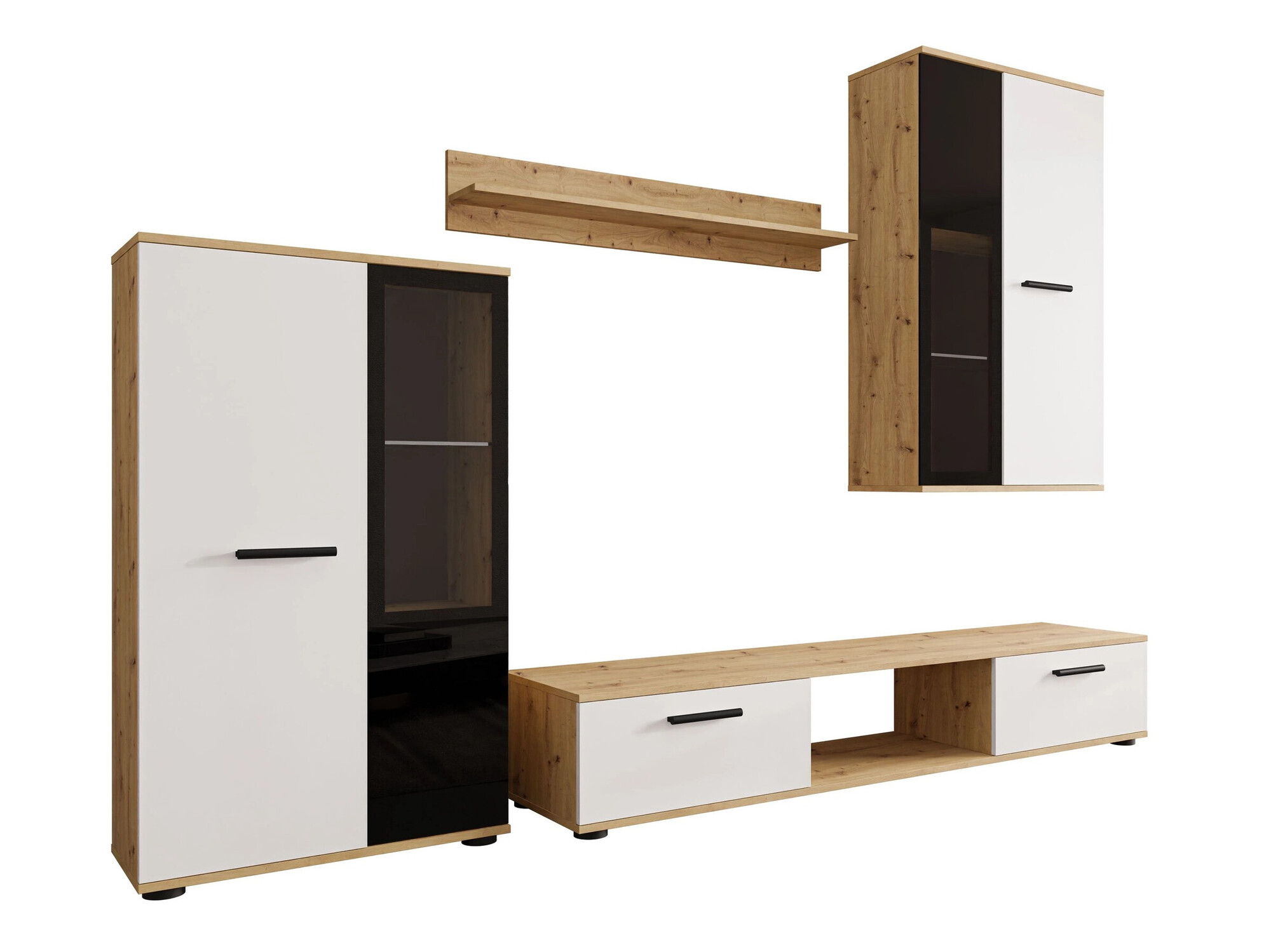 Conjunto para sala de estar Genio (Carvalho Artisan + Branco)