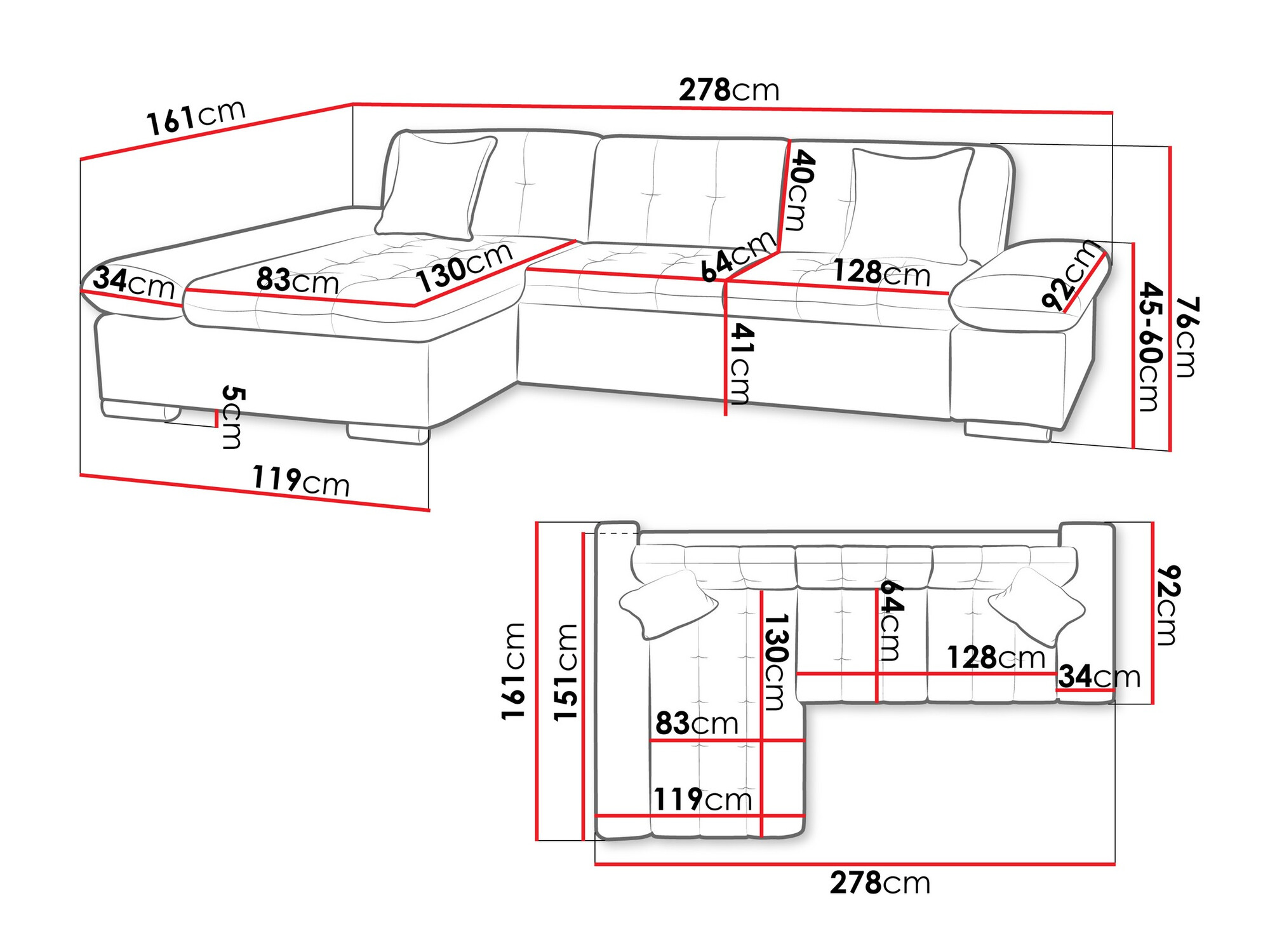 Sofá de canto Comfivo Serenitas (Lux 06 + Lux 05)