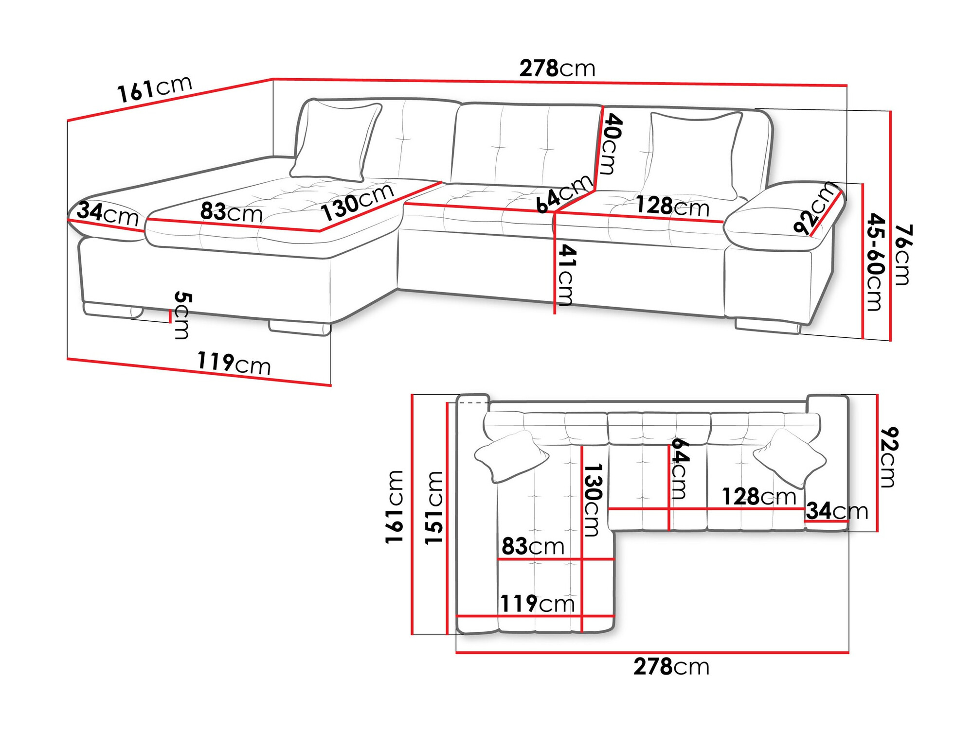 Sofá de canto Comfivo Serenitas (Lux 06 + Lux 05)