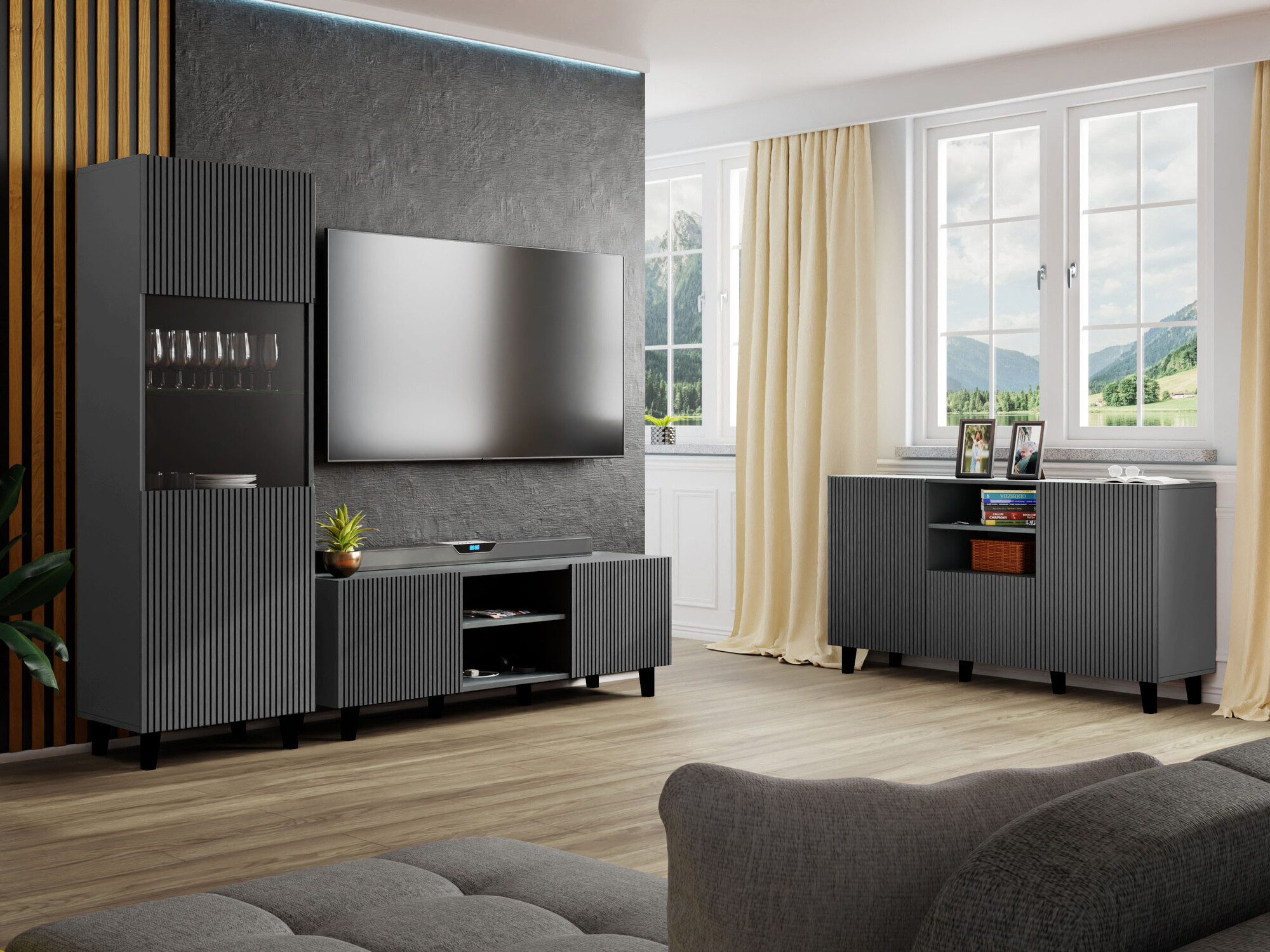 Conjunto para sala de estar Comes I (Antracite)