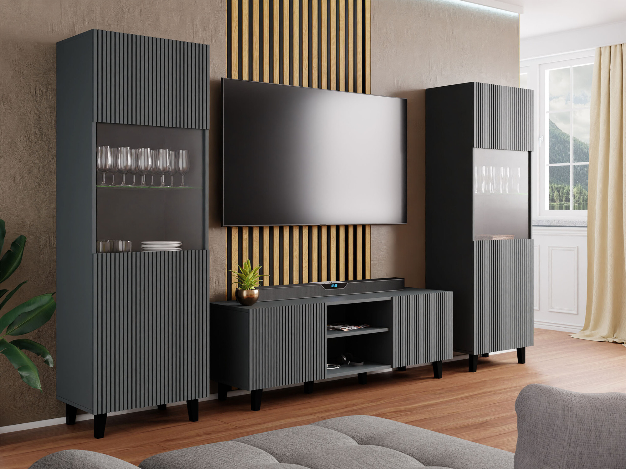 Conjunto para sala de estar Remeta 110 (Antracite)