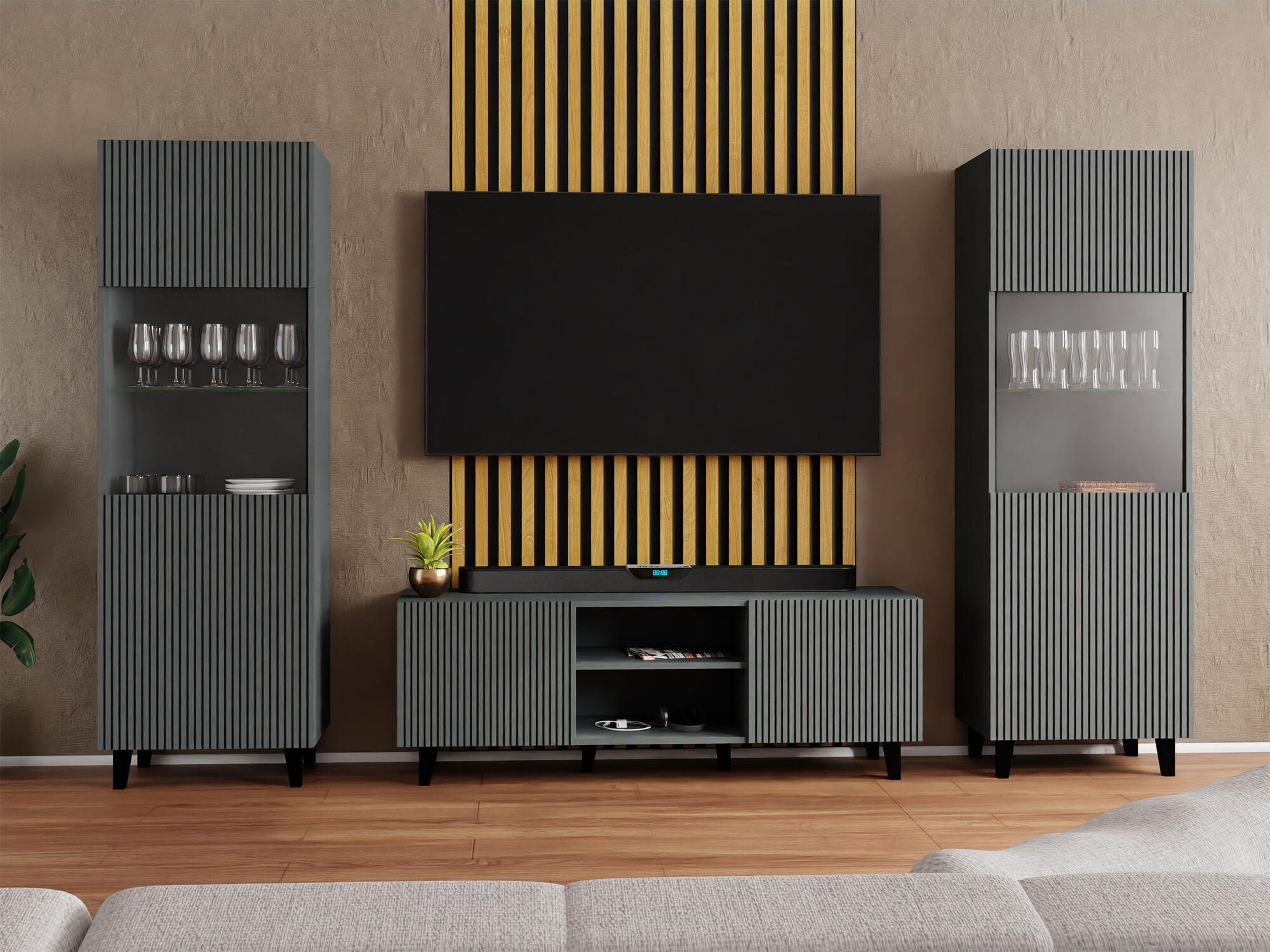 Conjunto para sala de estar Remeta 110 (Antracite)