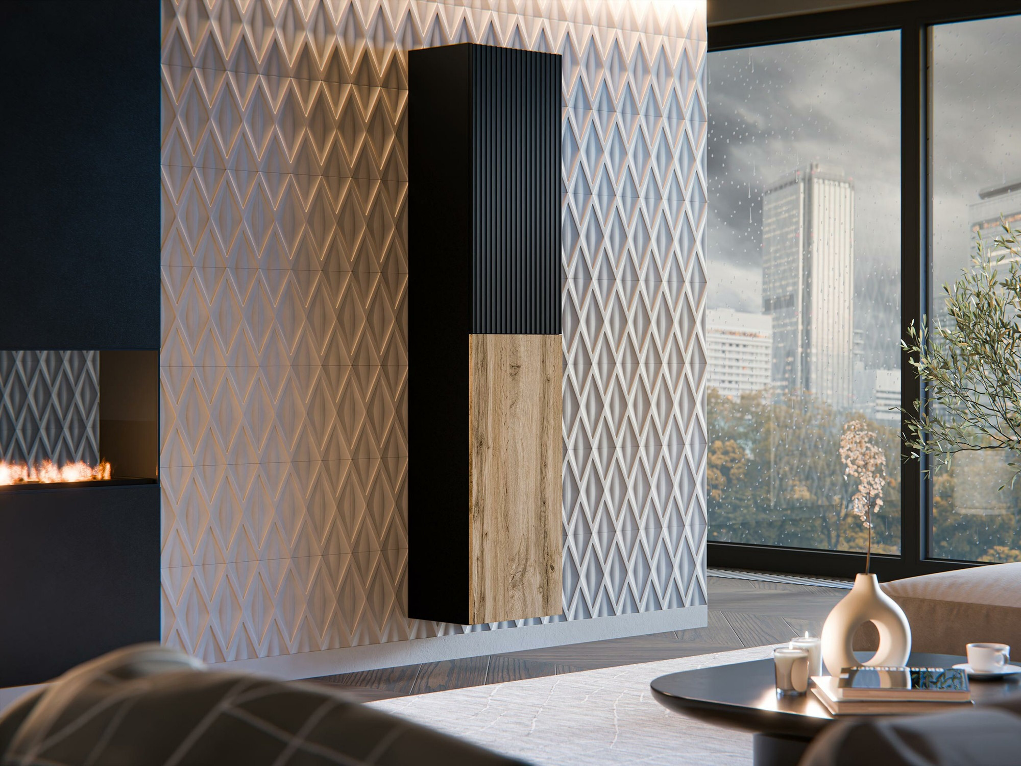 Estante de parede Species (Preto + Carvalho wotan)