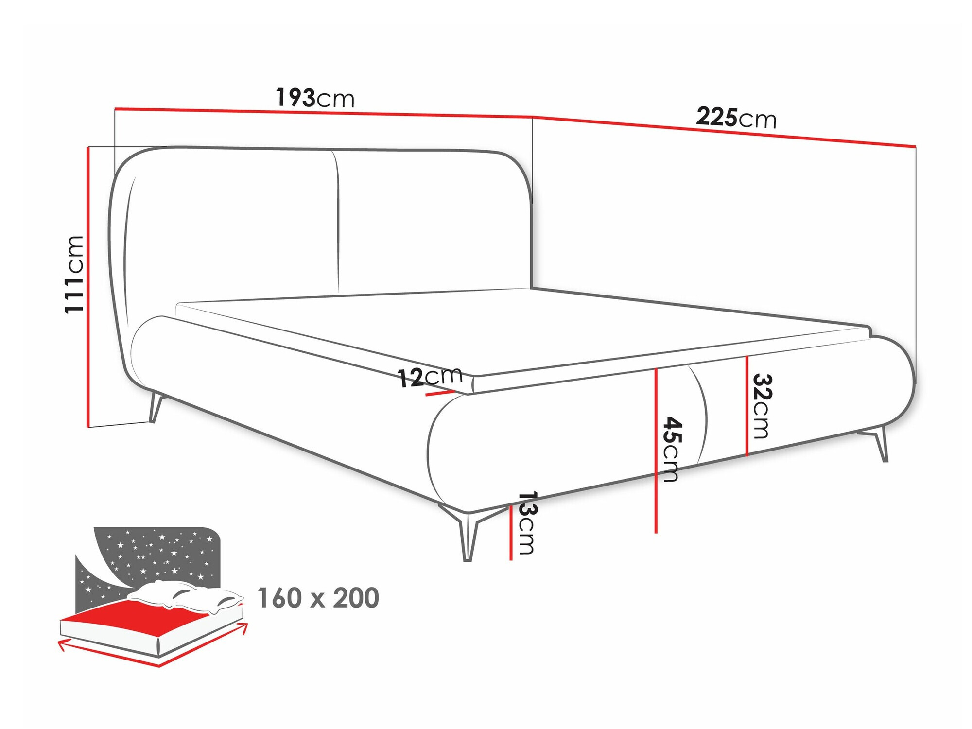 Cama Clovis 119 (Coral 55)