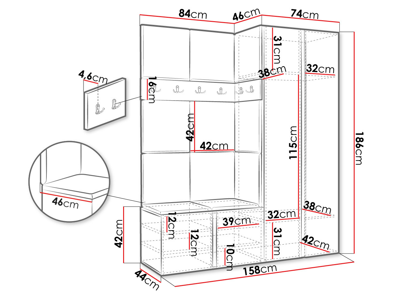 Conjunto para corredor Hartford 278 (Eco couro Soft 011)