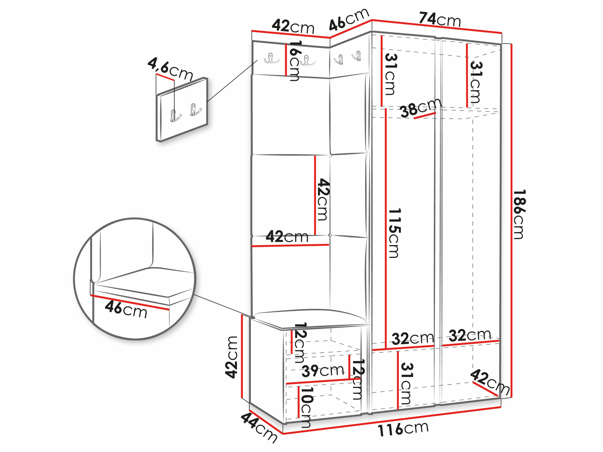 Conjunto para corredor Hartford 380 (Preto)