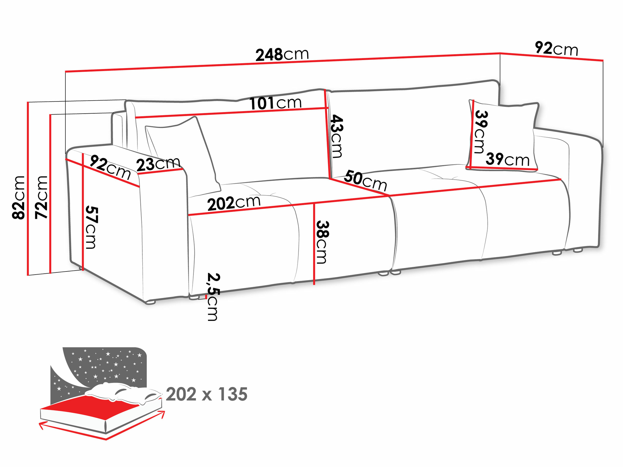 Sofá-cama Comfivo Laurus (Velo 626)